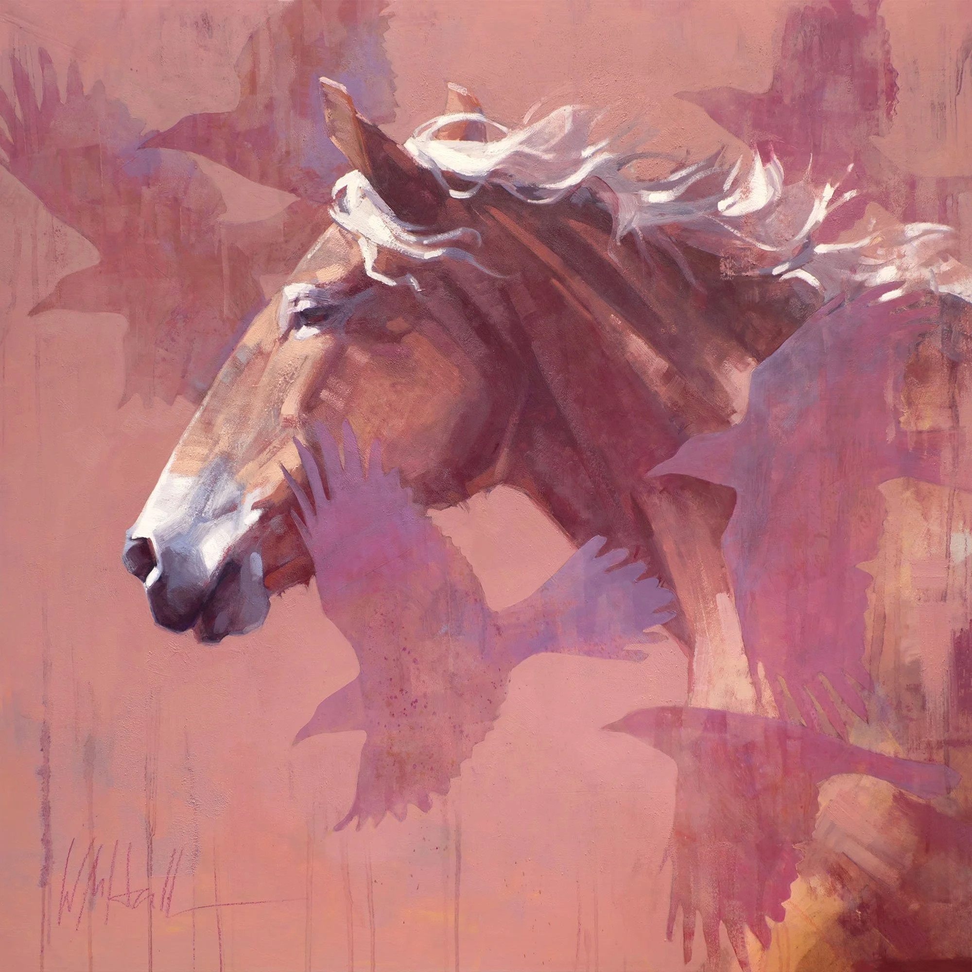 "Impulsion" by Whitney Hall. Oil Media, 30 x 30 inches, $8000. Lot 80.