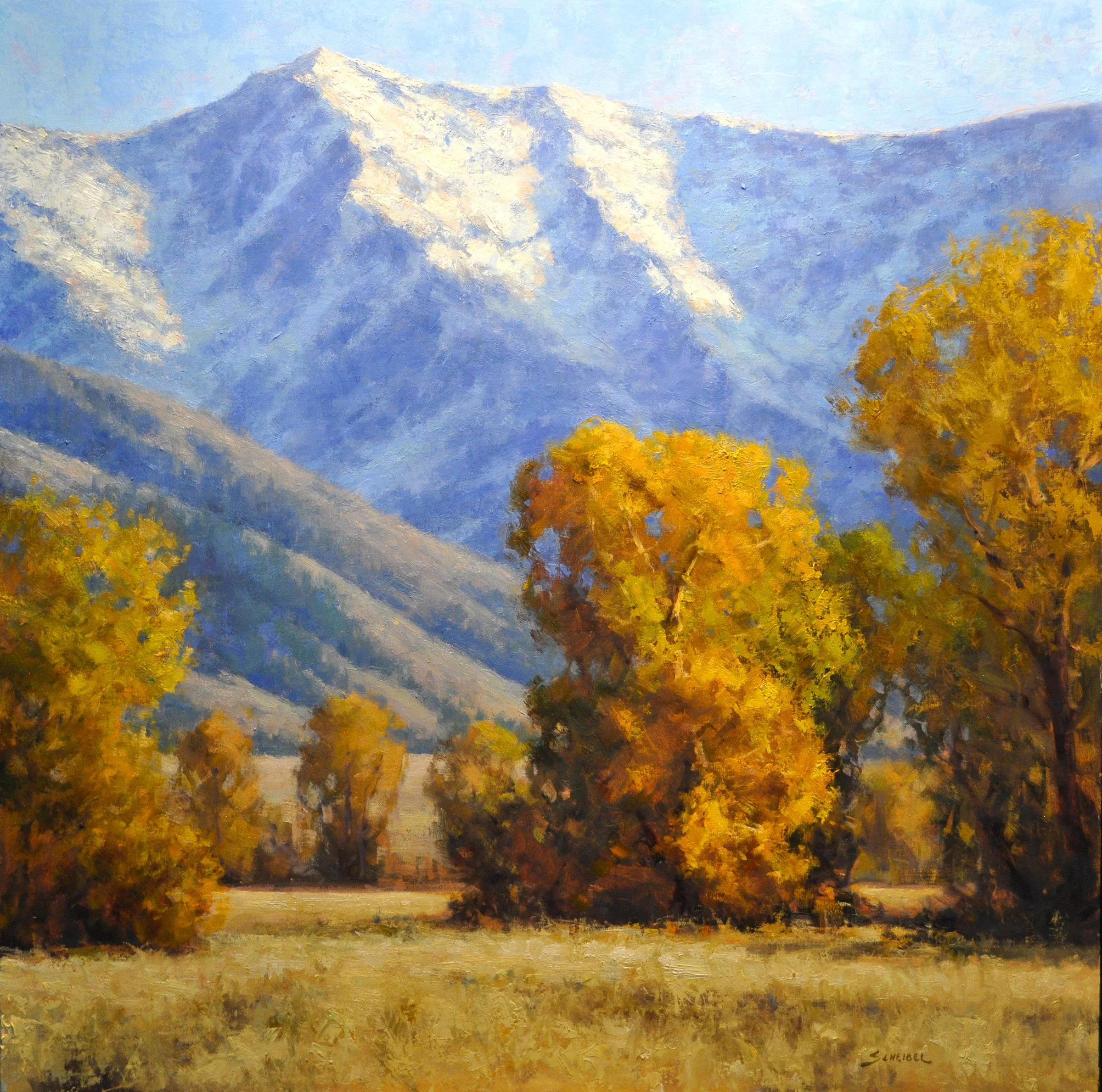 "Snow Capped" by Greg Scheibel. Oil, 30 x 30 inches, $8,000. Lot 24.