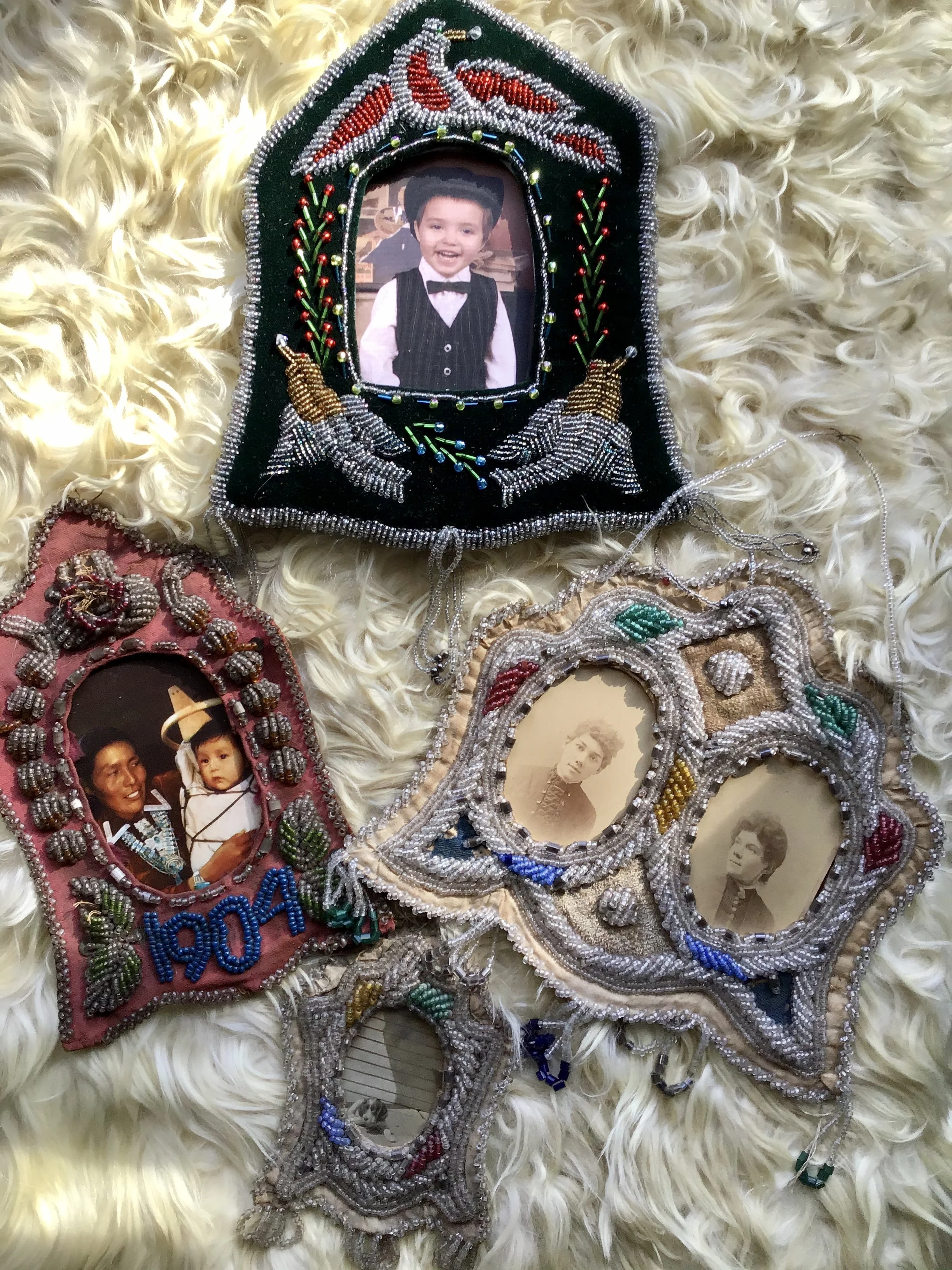 Historic Iroquois Beaded Picture Frame