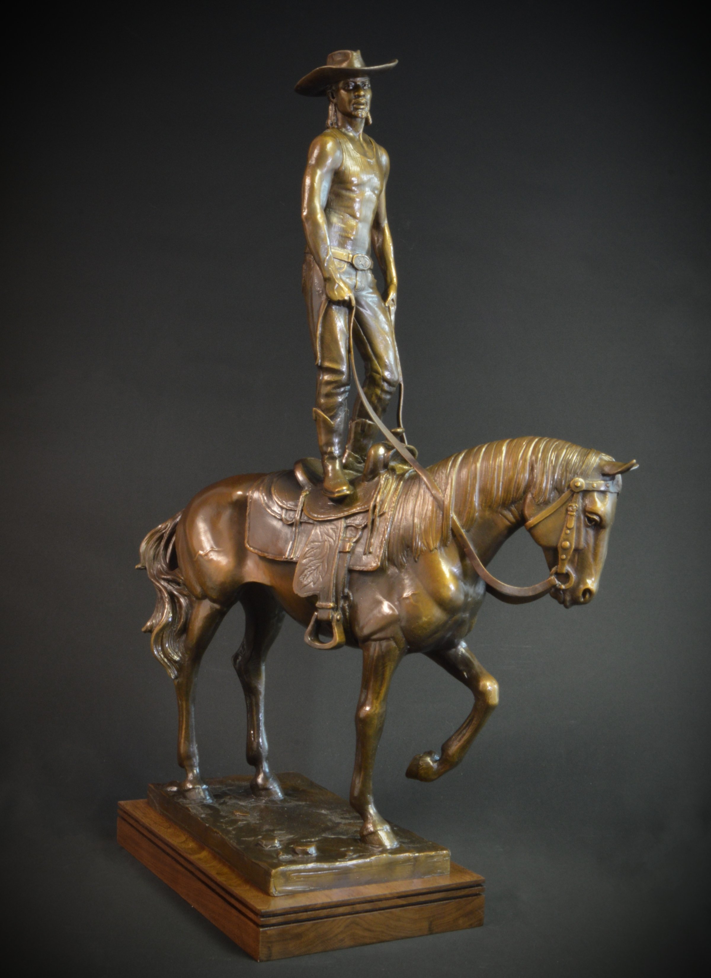 "Standing on Business" by LaQuincey Reed. Bronze, 31 x 21 x 12 inches, $9,500. Lot 97.