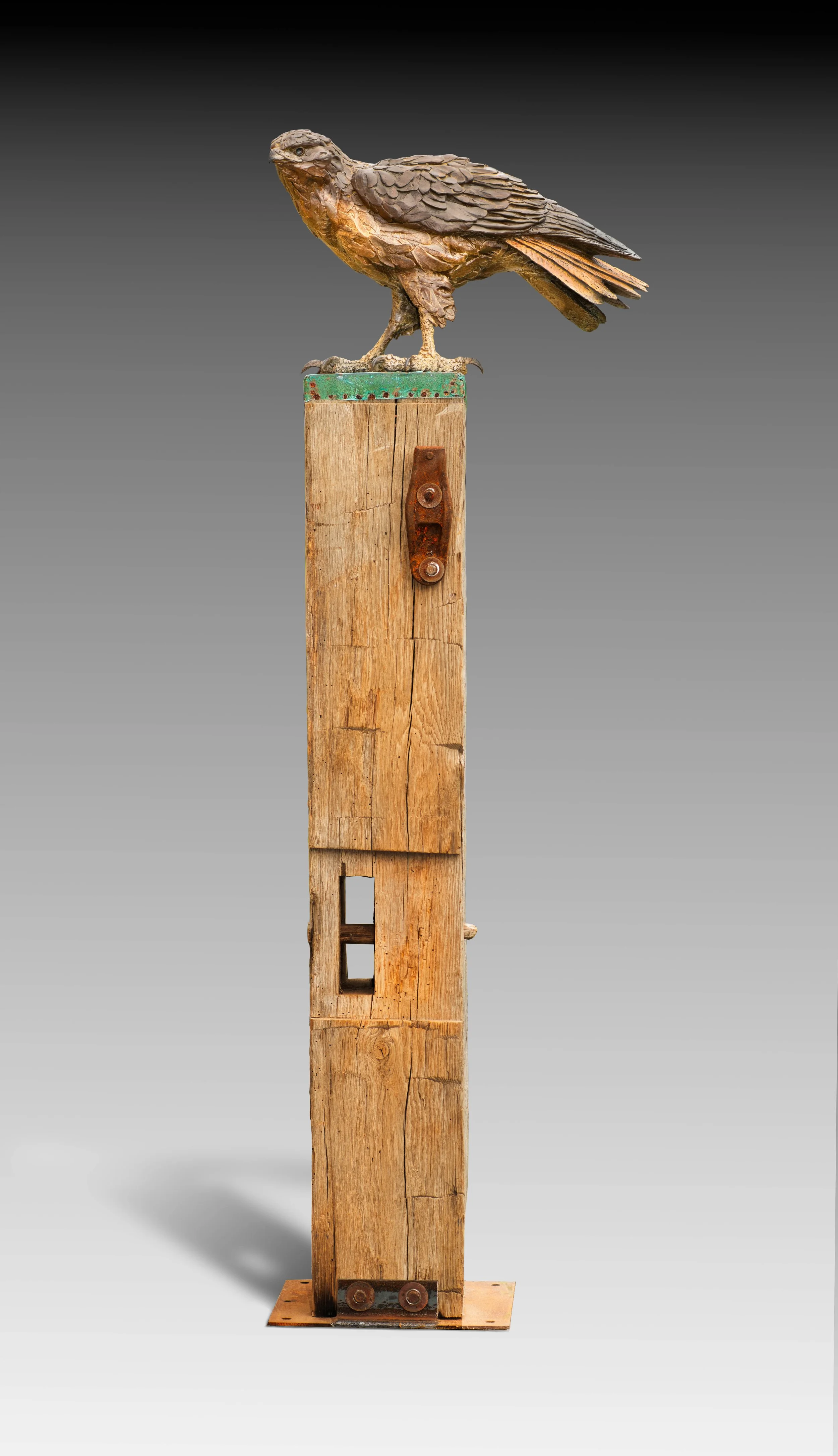 "Black Hills Red" by Paul Rhymer. Bronze on Wood, 60 x 24 x12 inches, $6,000. Lot 90.