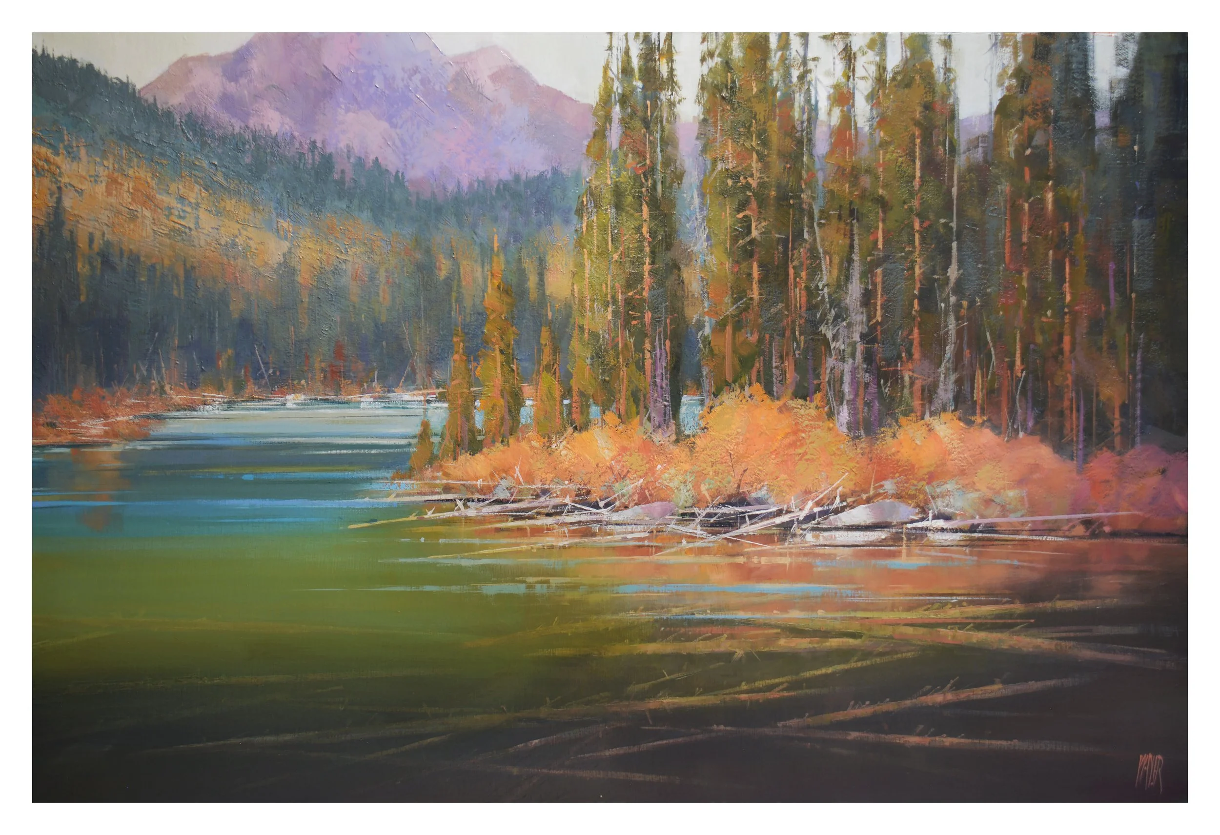 "Autumn at String Lake, Grand Teton National Park" by David W. Mayer. Oil, 24 x 36 inches, $3,600. Lot 54.