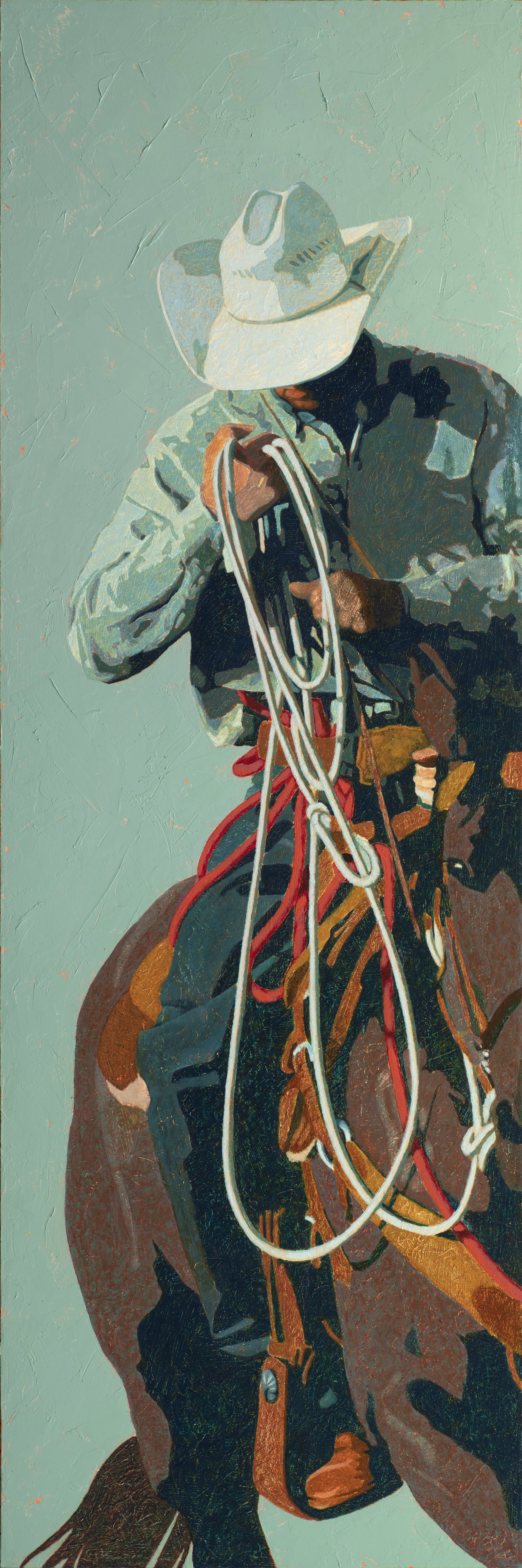 "Timeout" by Terry Cooke Hall. Oil & Cold Wax, 54 x 18 inches, $8,800. Lot 83.