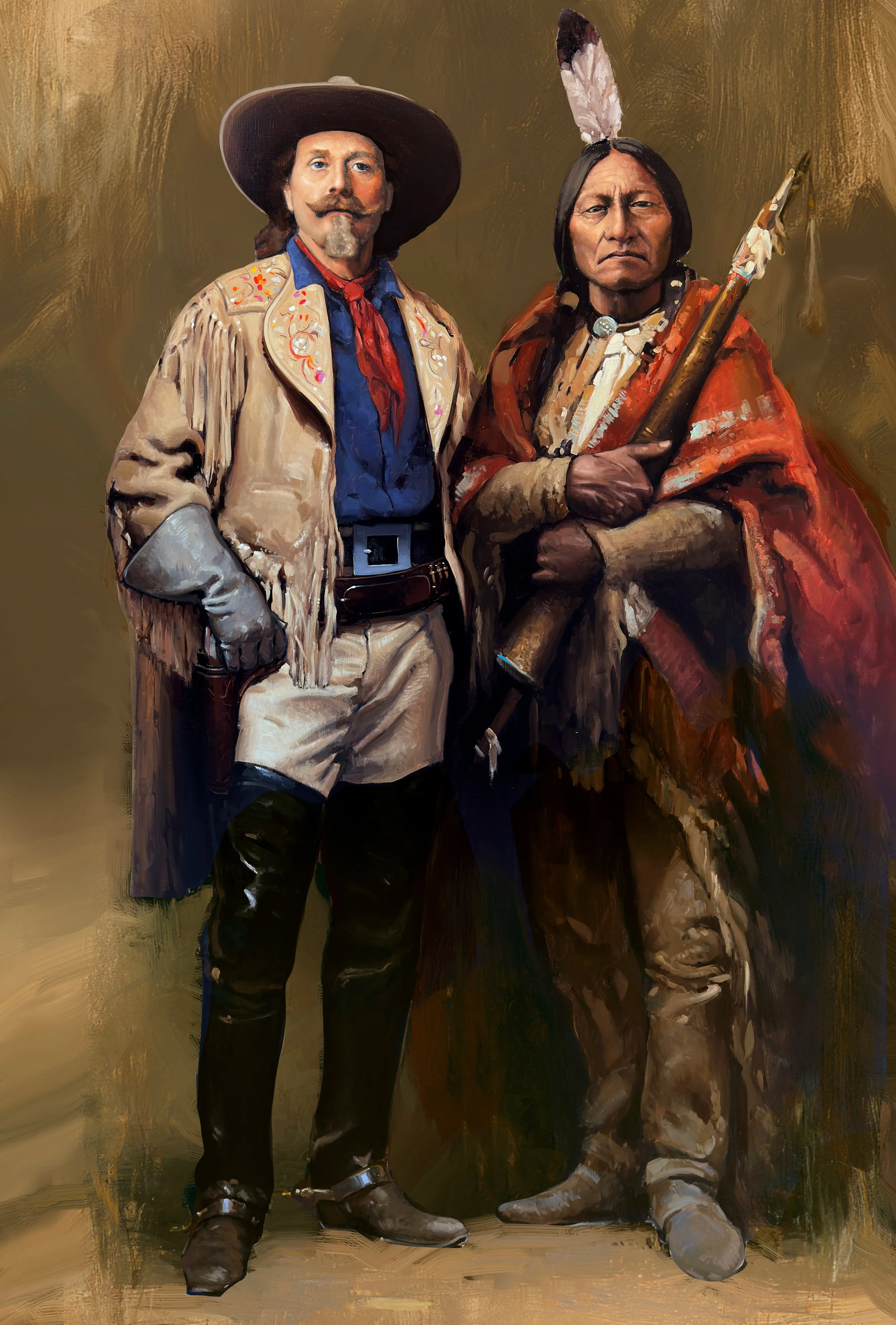 "Treaty of Friendship" by Santiago Michalek. Oil, 72 x 48 inches, $27,000. Lot 107