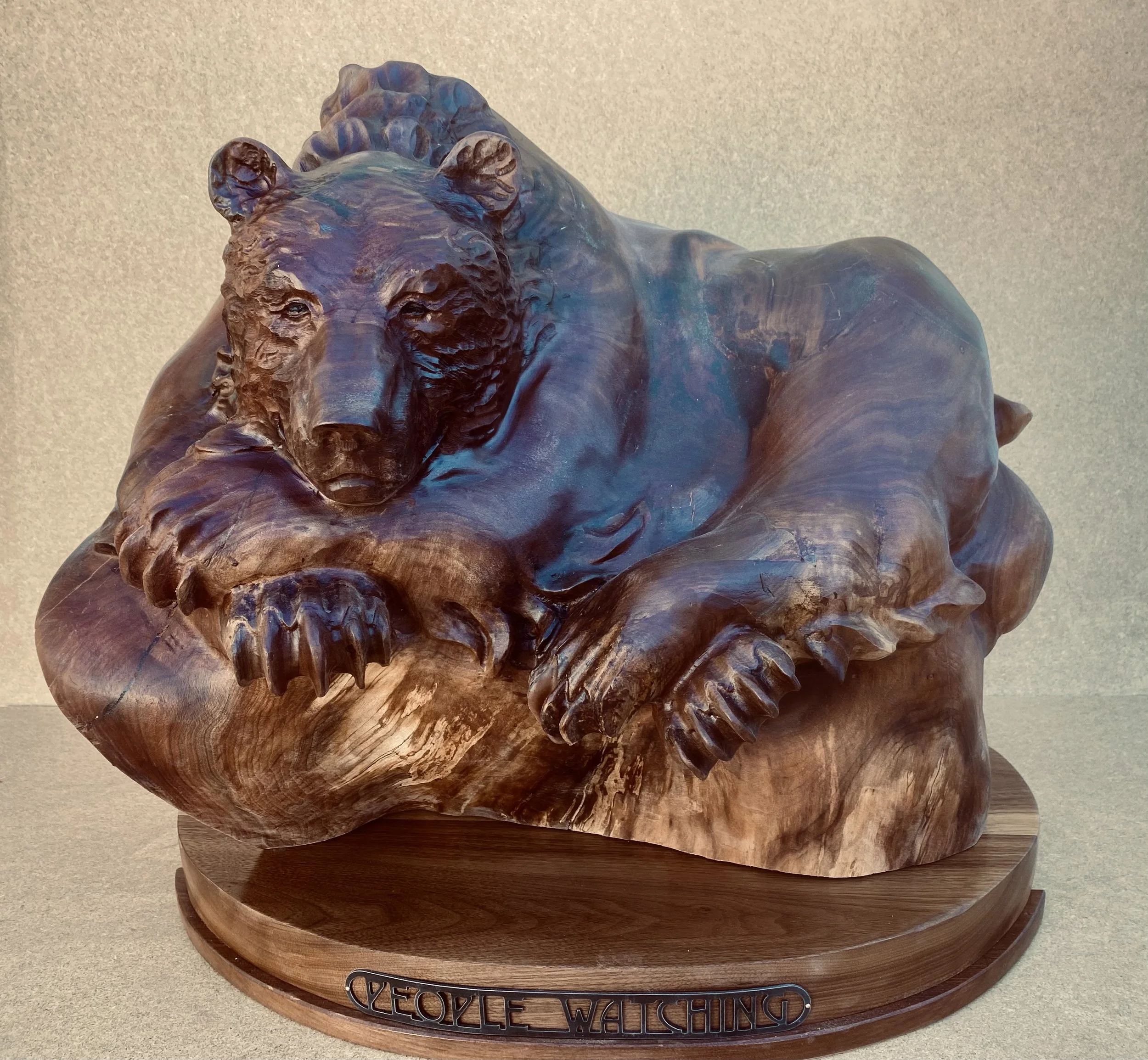 "People Watching" by Jeffrey B. Rudolph. Black Walnut, 25 x 25 x 18 inches, $7,500. Lot 22.