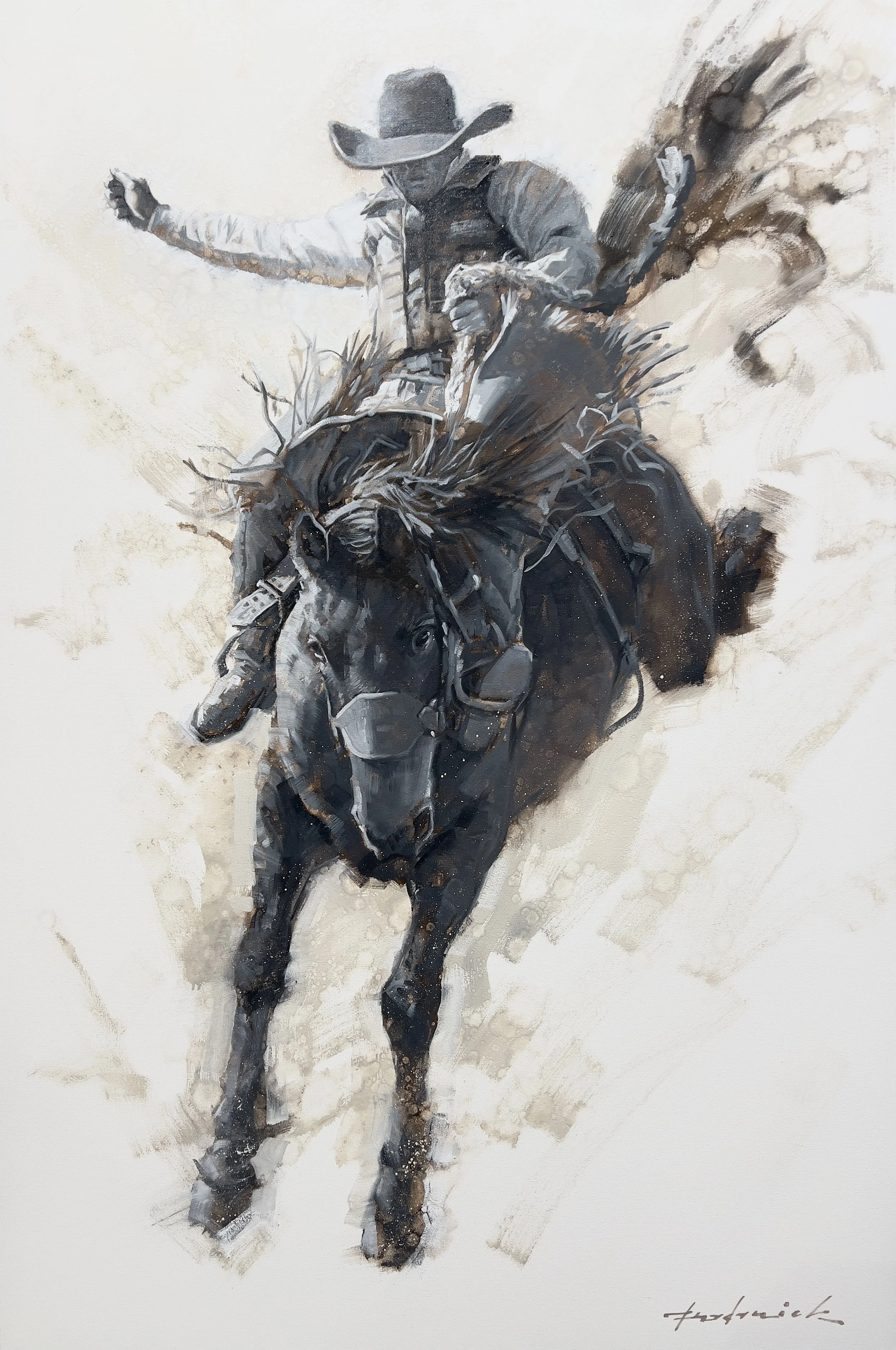 "High Ride" by David Frederick Riley. Oil, 60 x 40 inches, $15,500. Lot 94.