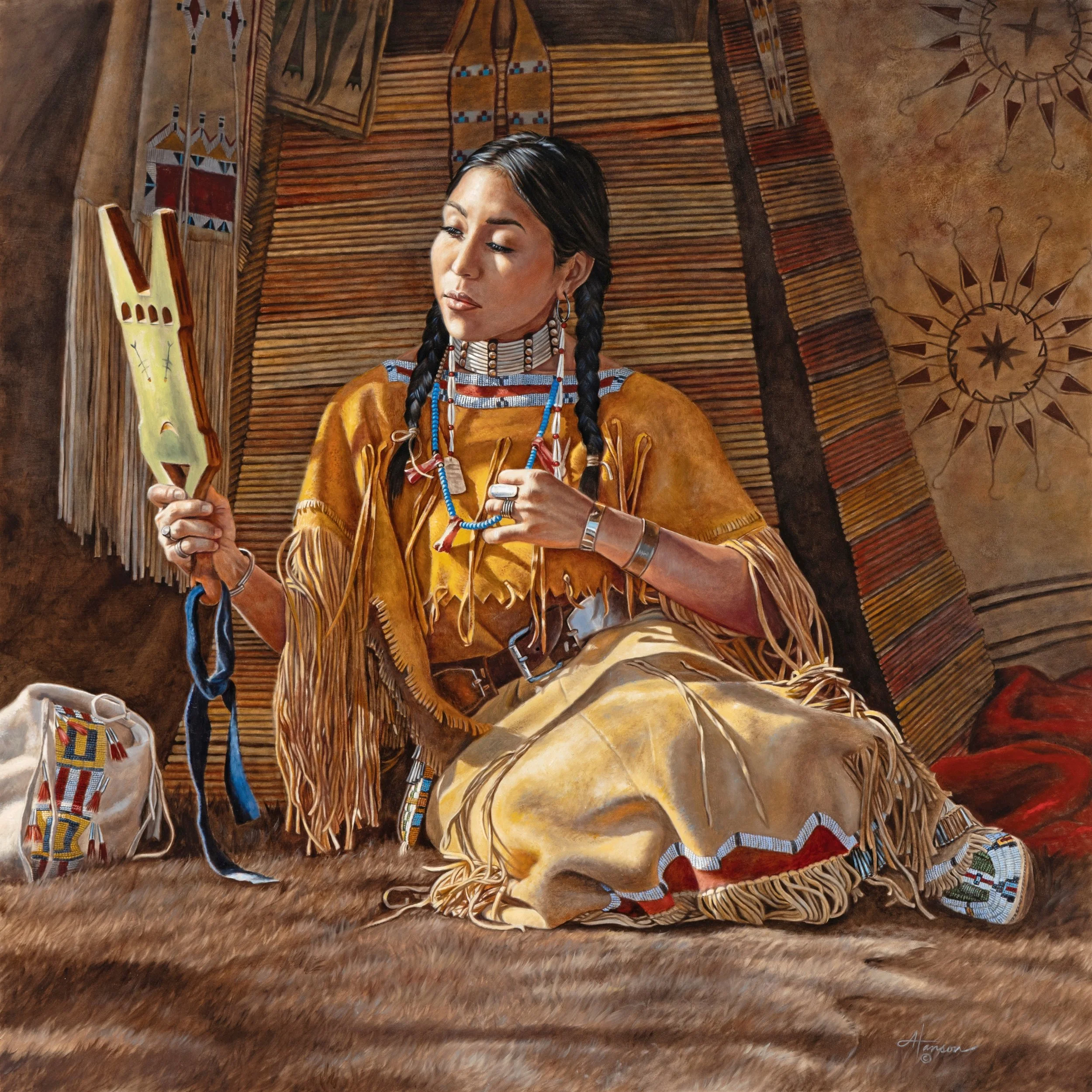 "Mirror, Mirror" by Ann Hanson. Oil, 24 x 24 inches, $10,000. Lot 10.