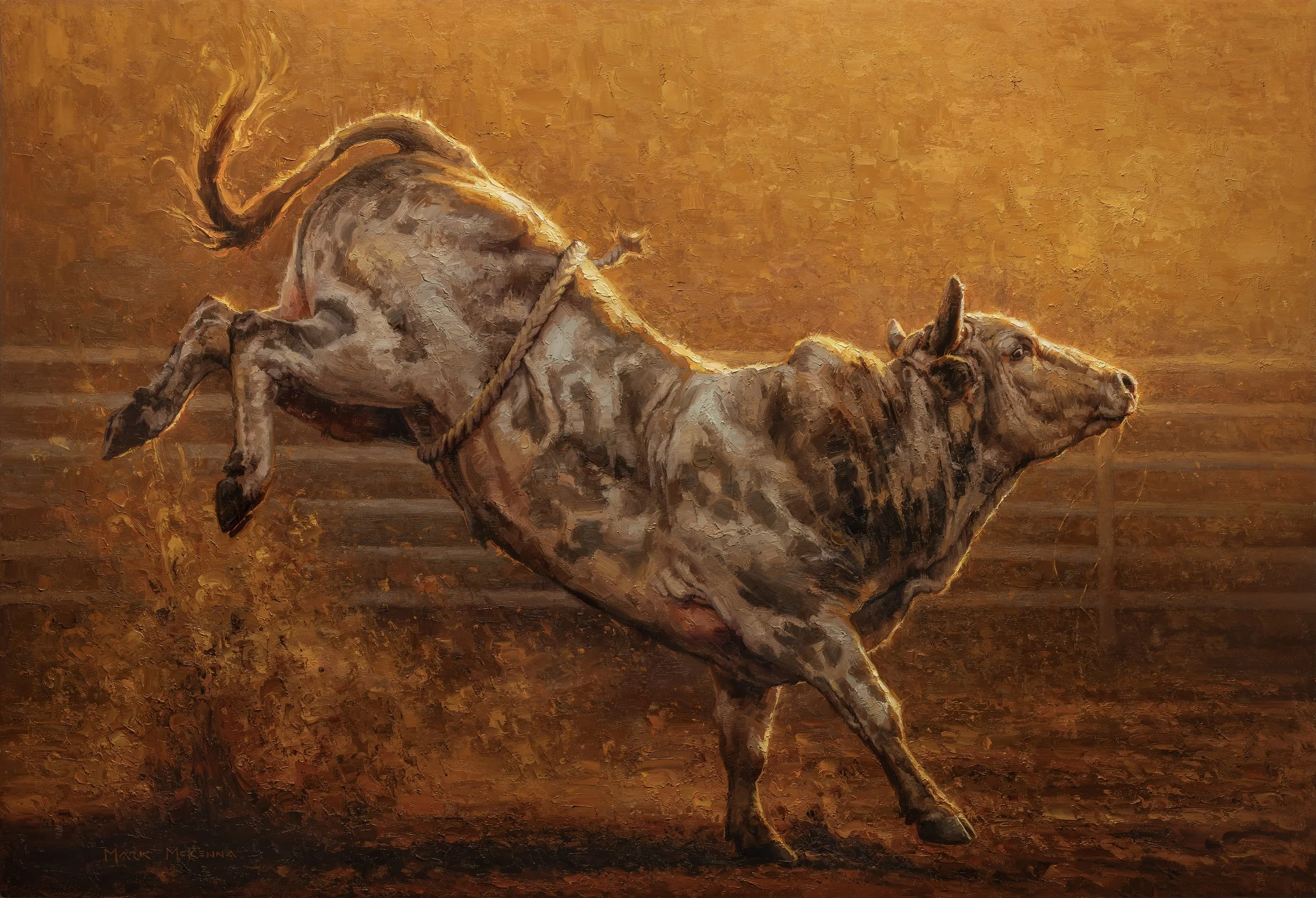 "The Man in the Arena" by Mark McKenna. Oil, 30 x 44 inches, $15,000. Lot 65.