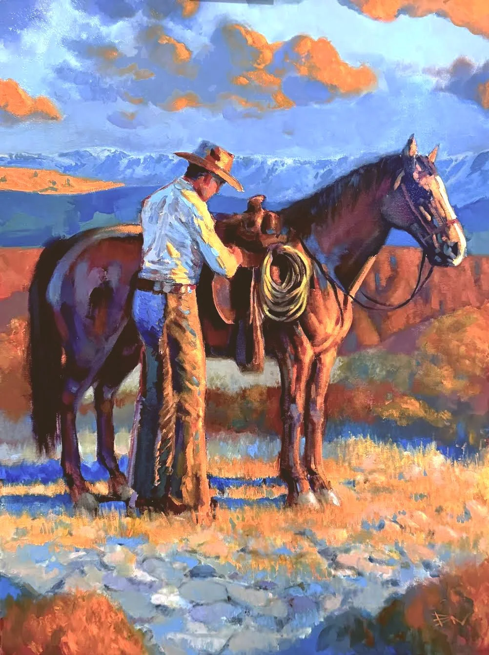 "At Sunset" by Blake Neubert. Acrylic, 40 x 30 inches, $8,500. Lot 53. 