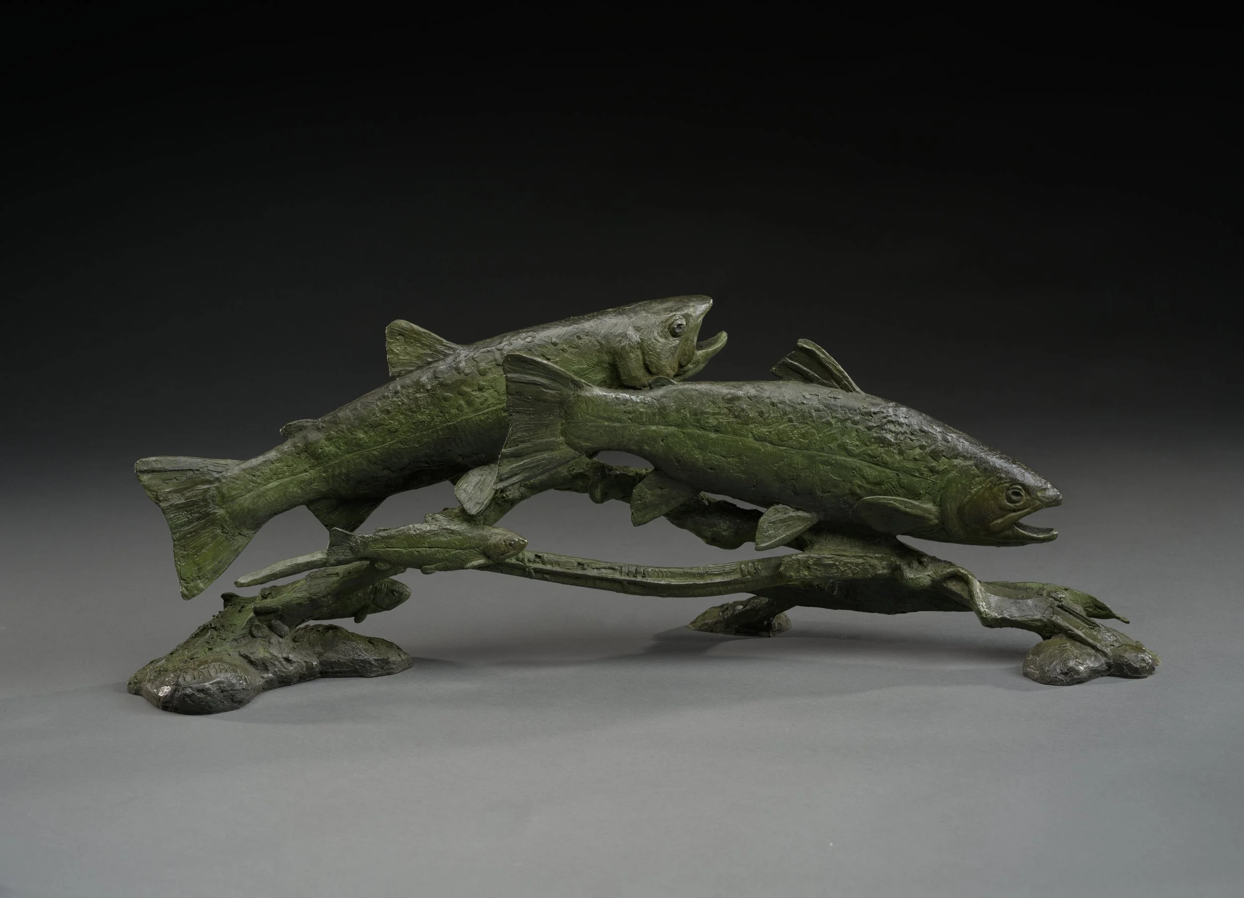 "A River Runs Through It" by Walter Matia. Bronze, 10 x 27 x 6 inches, $6,800. Lot 17.