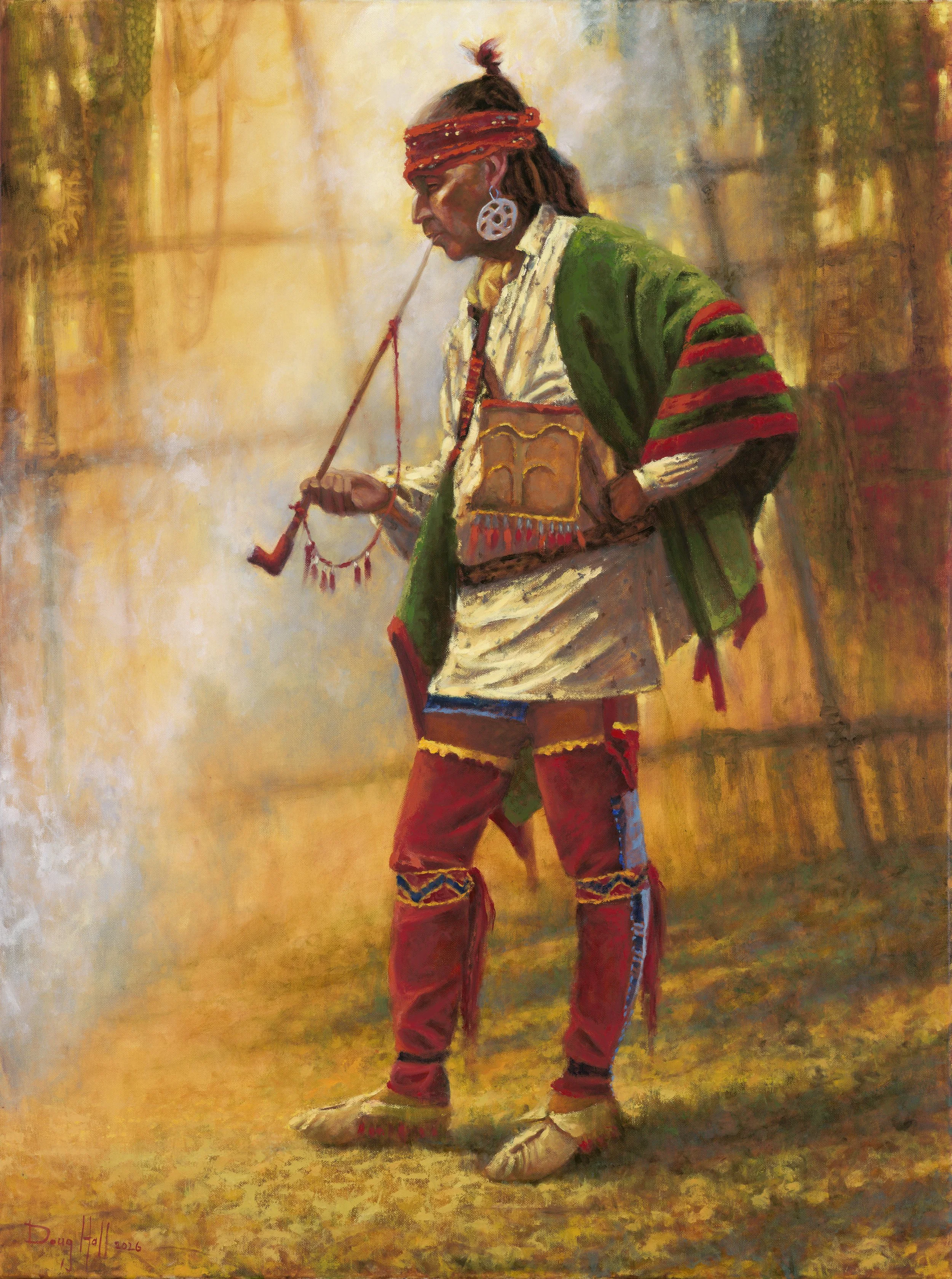 "Peace Pipe" by Doug Hall. Oil, 40 x 30 inches, $16,000. Lot 74.