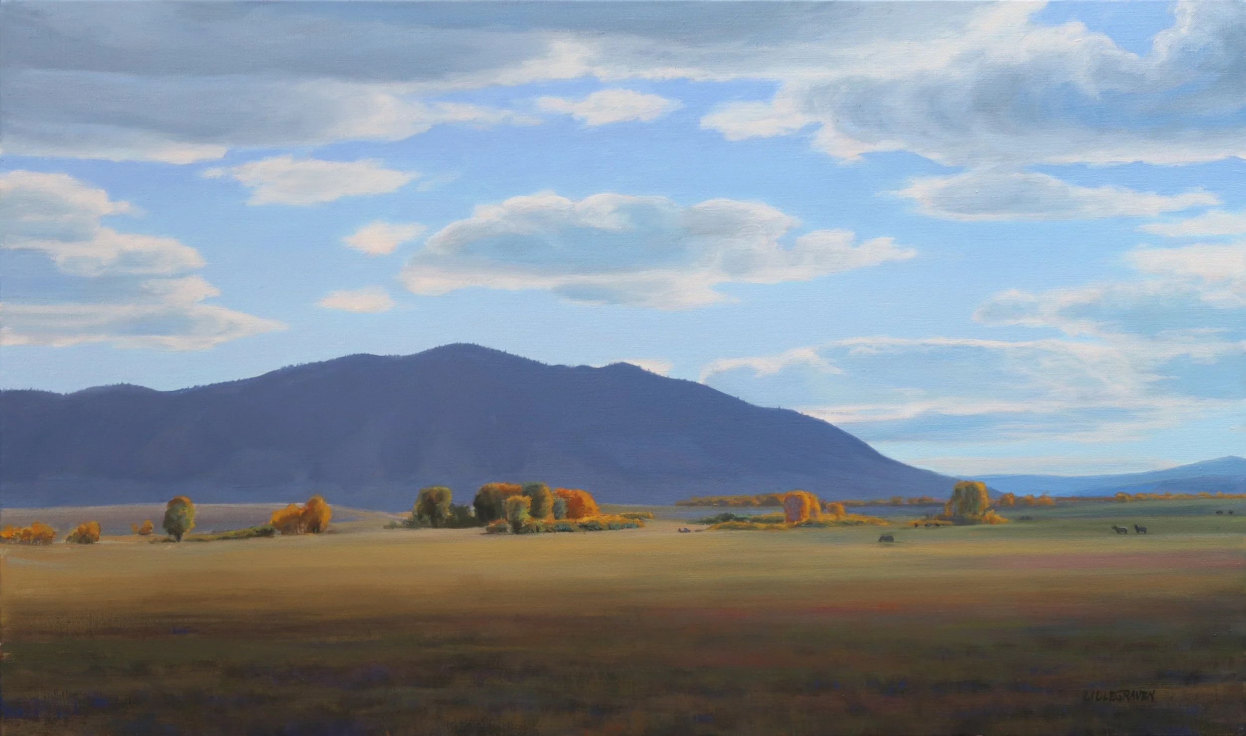 "Sheep Mountain Autumn" by Linda Lillegraven. Oil, 18 x 30 inches, $5,400. Lot 60.