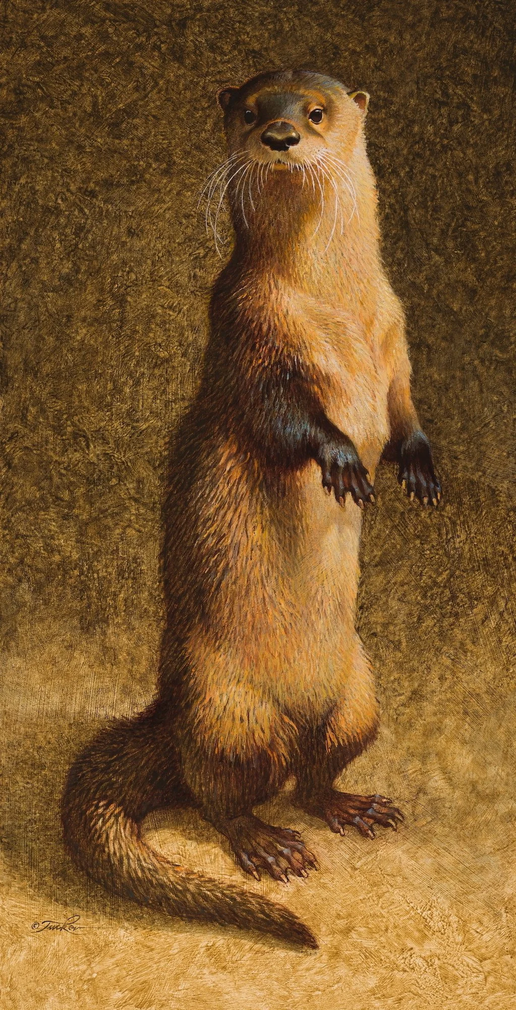 "Young Otter" by Ezra Tucker. Acrylic, 28 x 14 inches, $9,000. Lot 77.