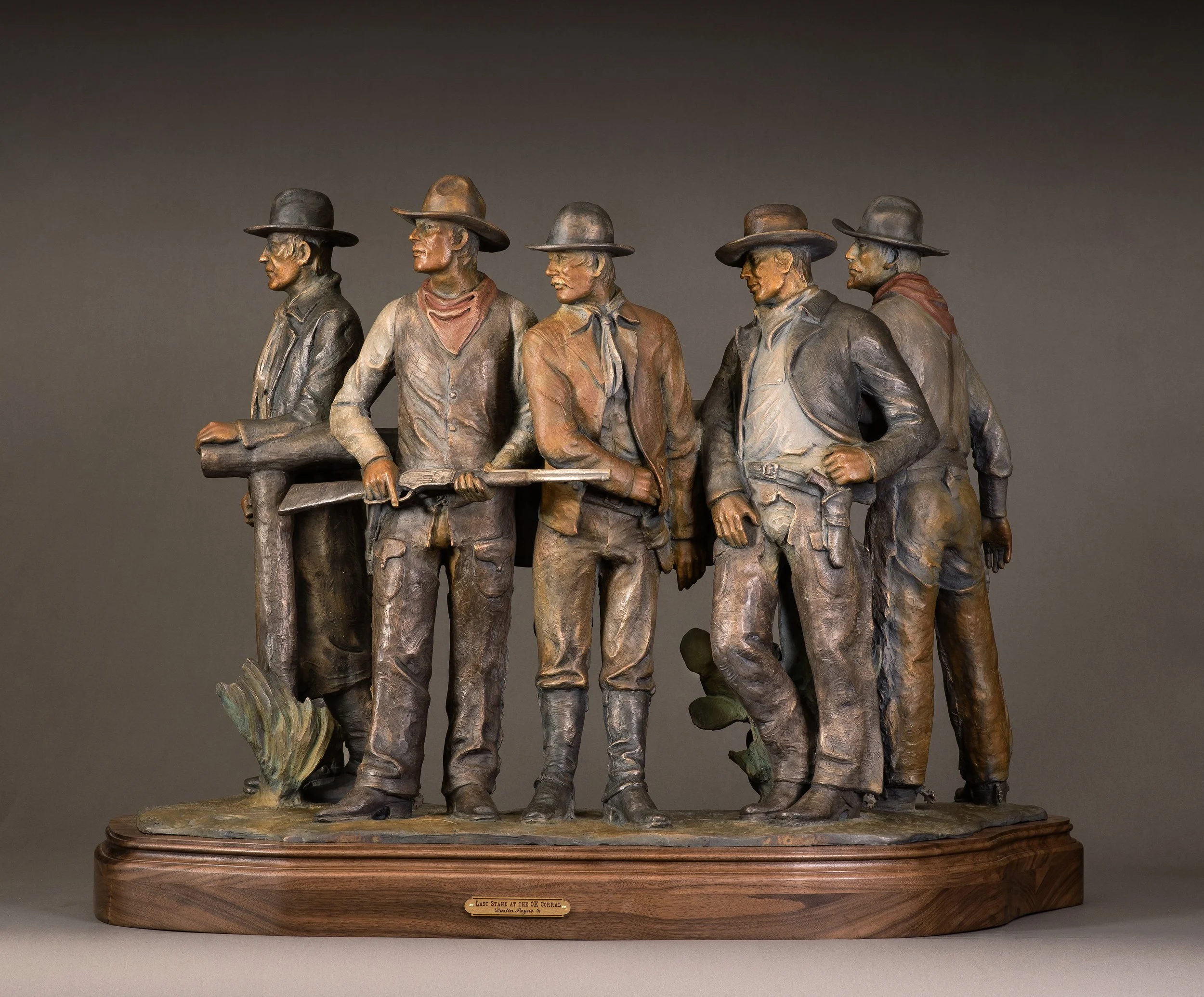 "Last Stand at the O.K. Corral" by Dustin Payne. Bronze, 25 x 35 x 15 inches, $28,500. Lot 38.