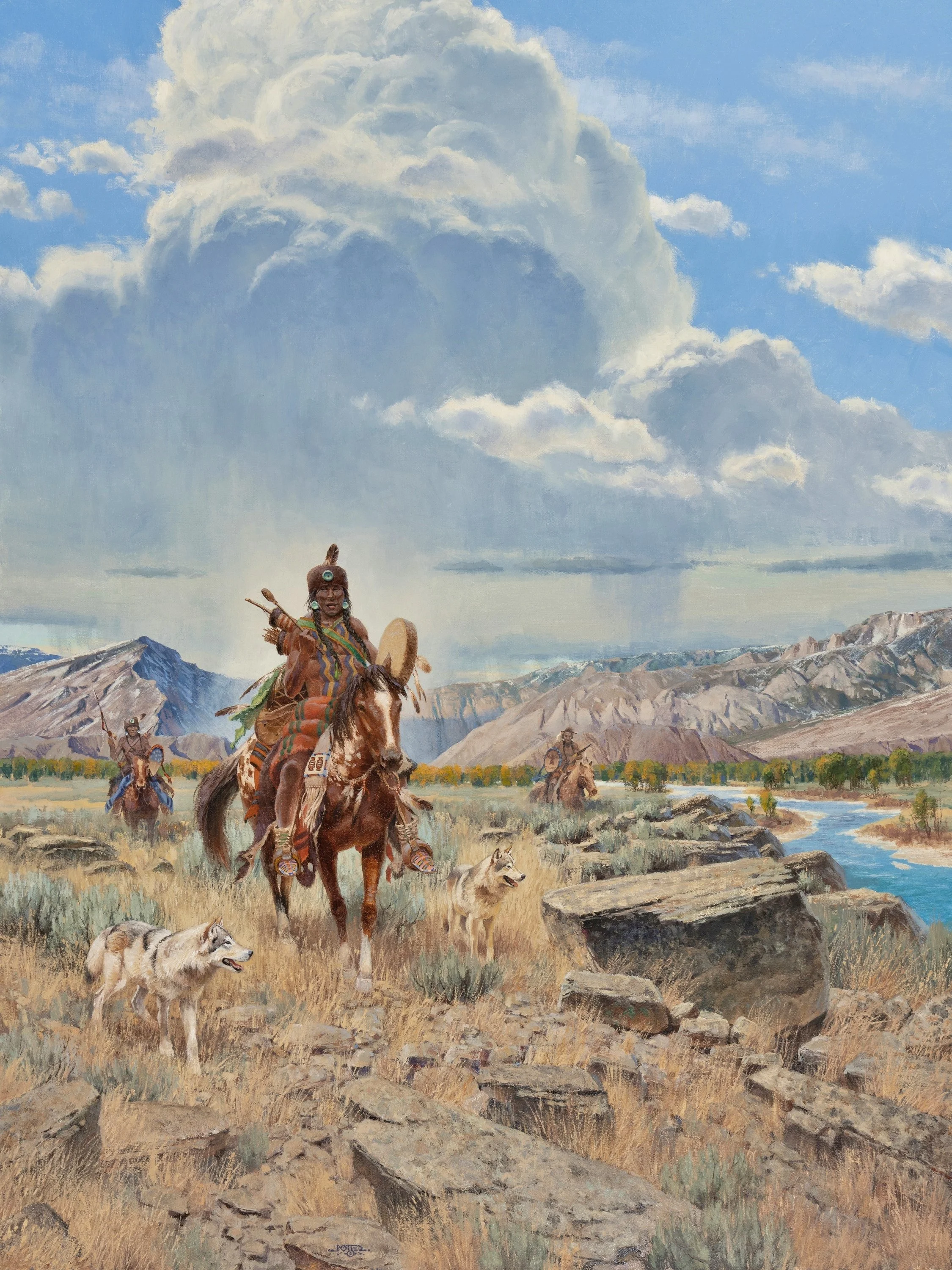 "Calling Thunder, Singing Up a Storm" by John Potter. Oil, 48 x 36 inches, $18,500. Lot 71.