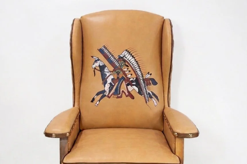"The Plains Rider Wingback" by Tim Lozier. Premium Walnut & Leather, 46”h x 40”d x 33”w, $11,000.