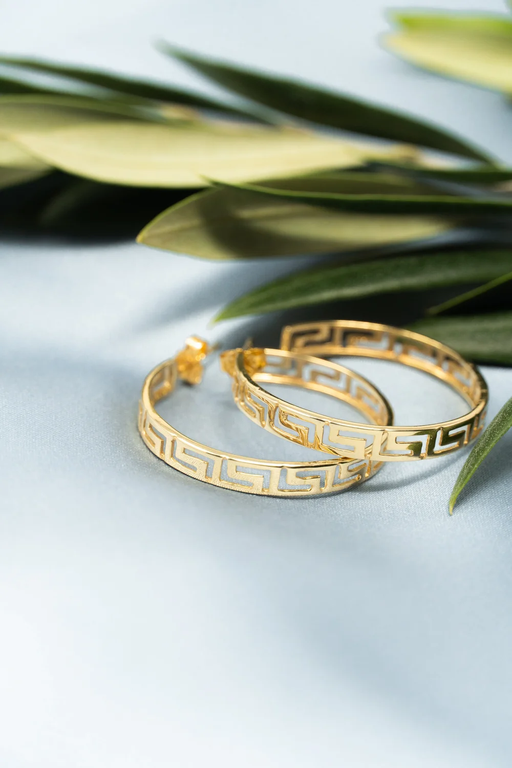 Meandros Large Hoop Earrings — Hellenic Aesthetic