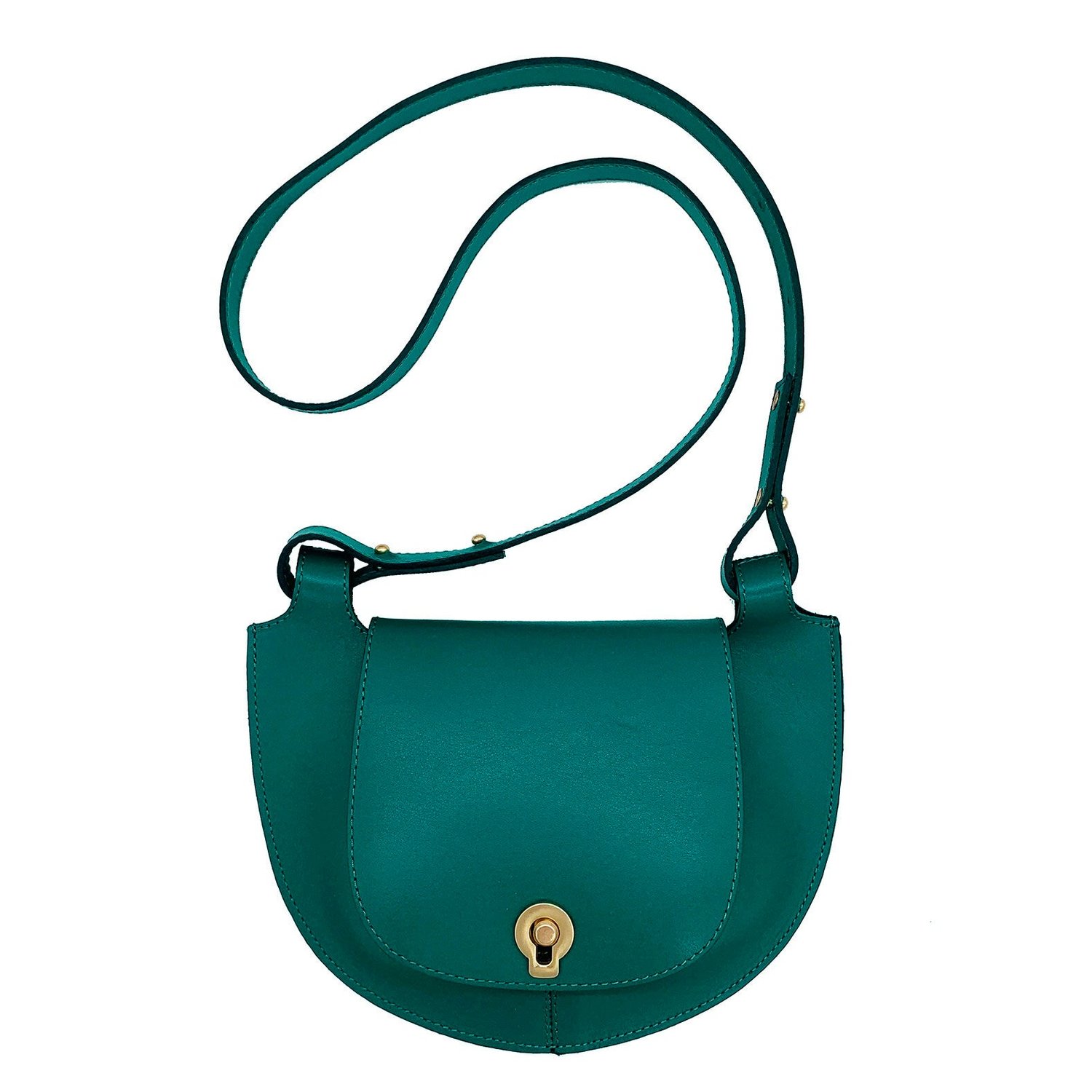 Small leather bag in TURQUOISE. Cross body / shoulder bag in