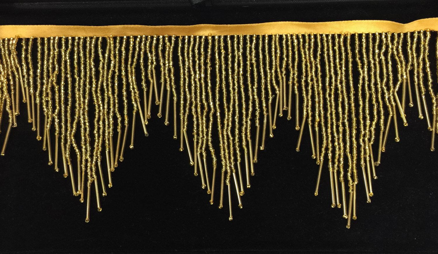 Gold Seed and Bugle 3 Beaded Fringe – General Bead