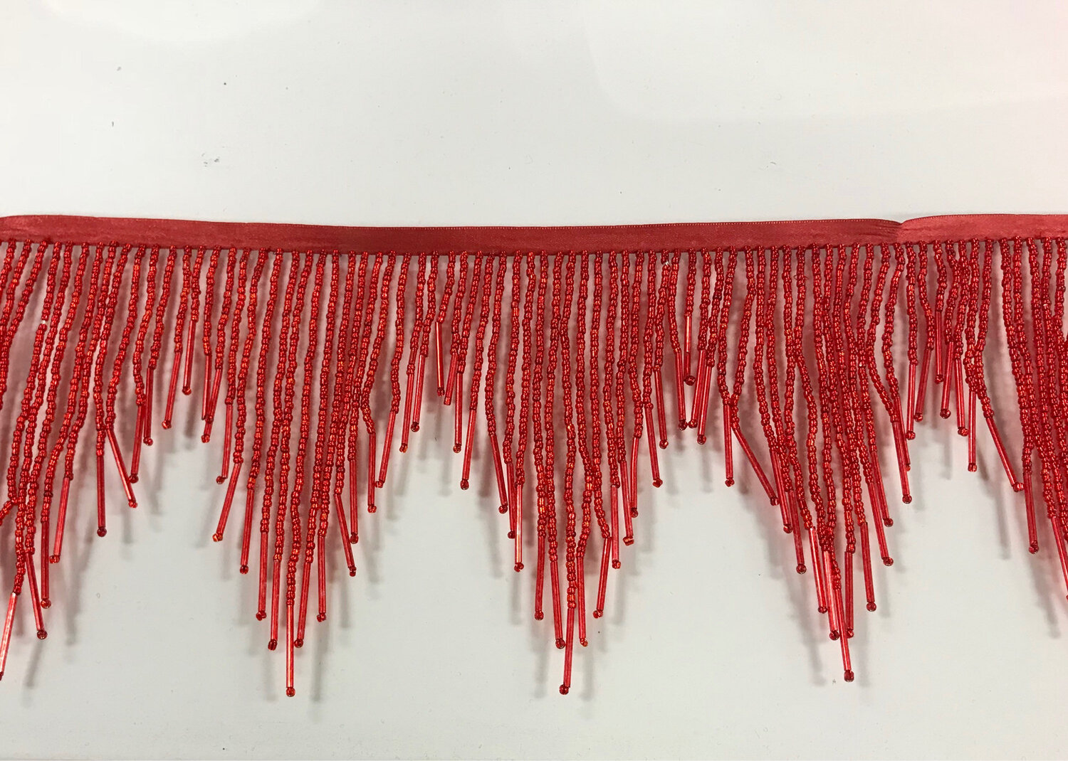 5 Yard Bolt-6.5/6 RED Glass BUGLE Bead Beaded Fringe Trim — Trims and Beads
