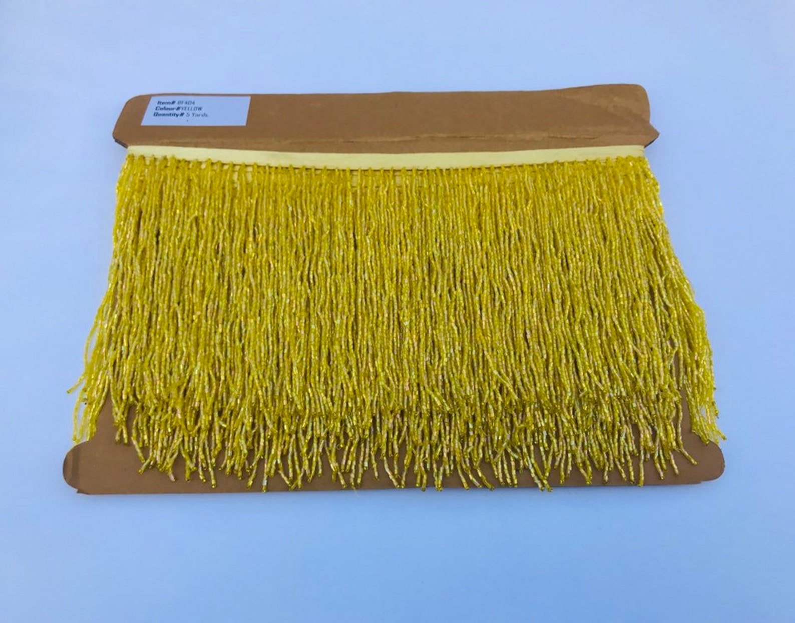 5 Yard Bolt-6.5/6" YELLOW Glass BUGLE Bead Beaded Fringe Trim