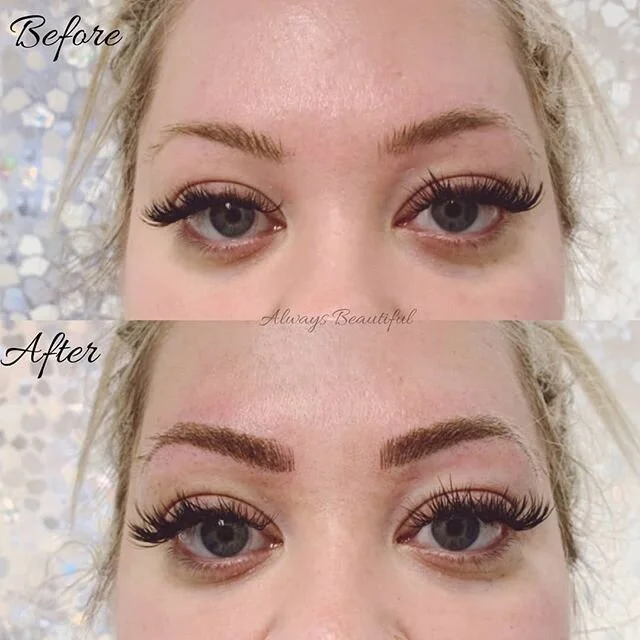 Beautiful eyebrows are just an appointment away 💕 
Before & after of microbladed brows 💕 .
.
.
.
.
#alwaysbeautiful #alwaysbeautifulpermanentmakeup #salemoregon #keizeroregon #pdx #portlandoregon #downtownsalem #glamoursalon #glamoursonsalem #b