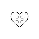 Geometric drawing of an outline square with sections divided by vertical, horizontal, and half circle lines.