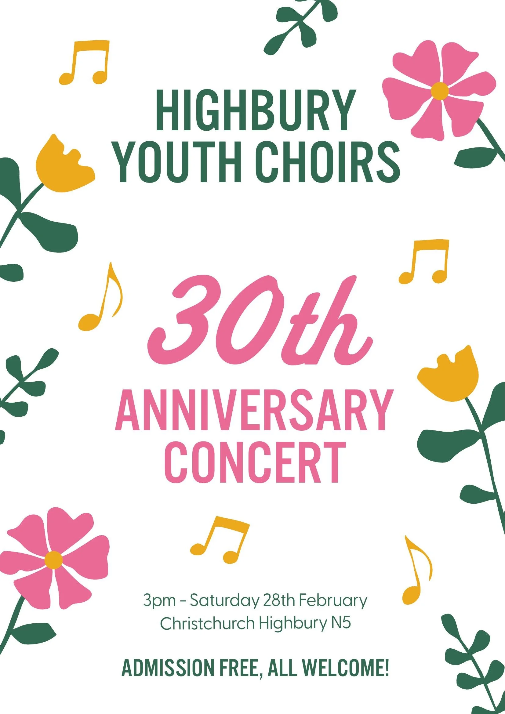HIGHBURY YOUTH CHOIRS - 30th Annoversay concert