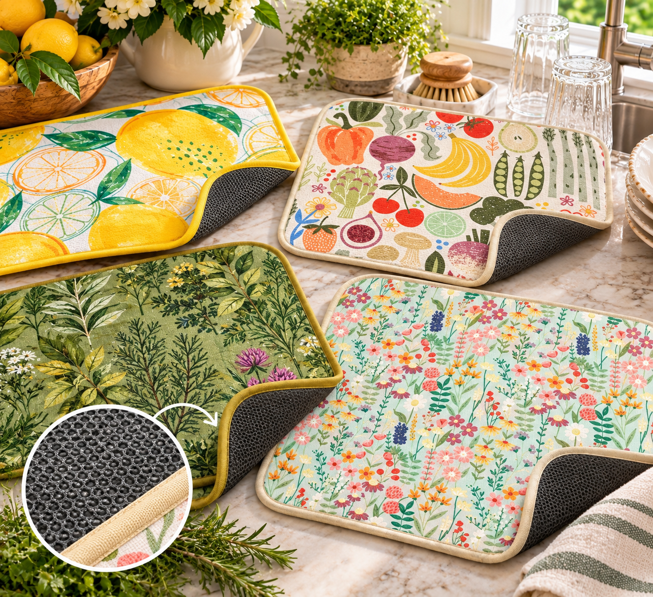 DISH DRYING MAT- SET of TWO