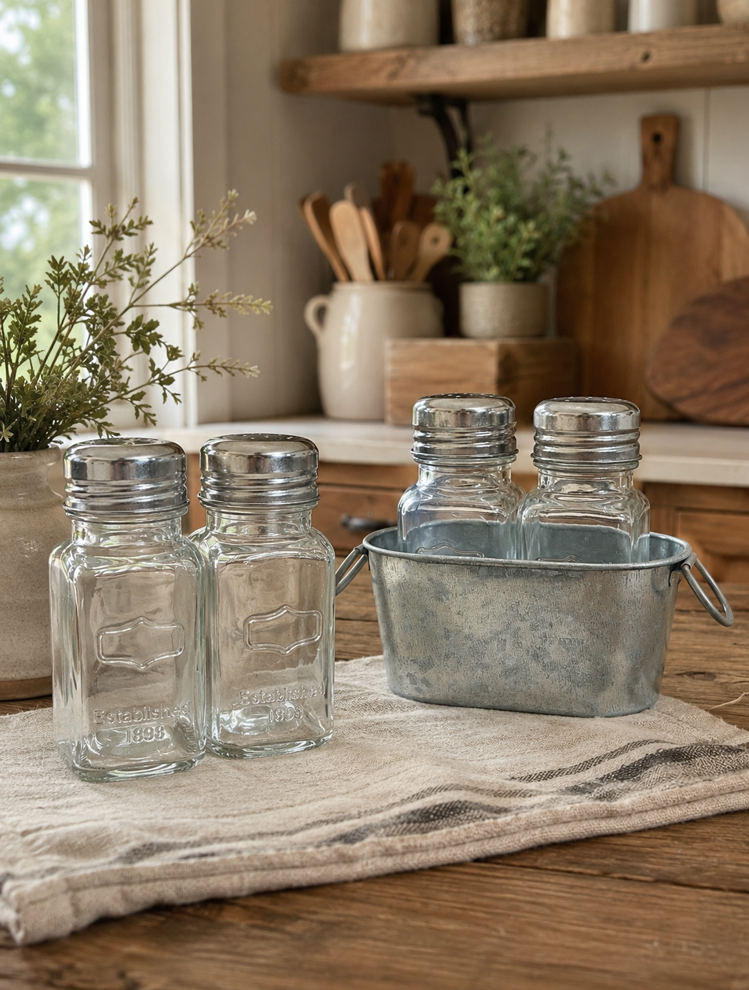 GLASS SALT & PEPPER SHAKER SET