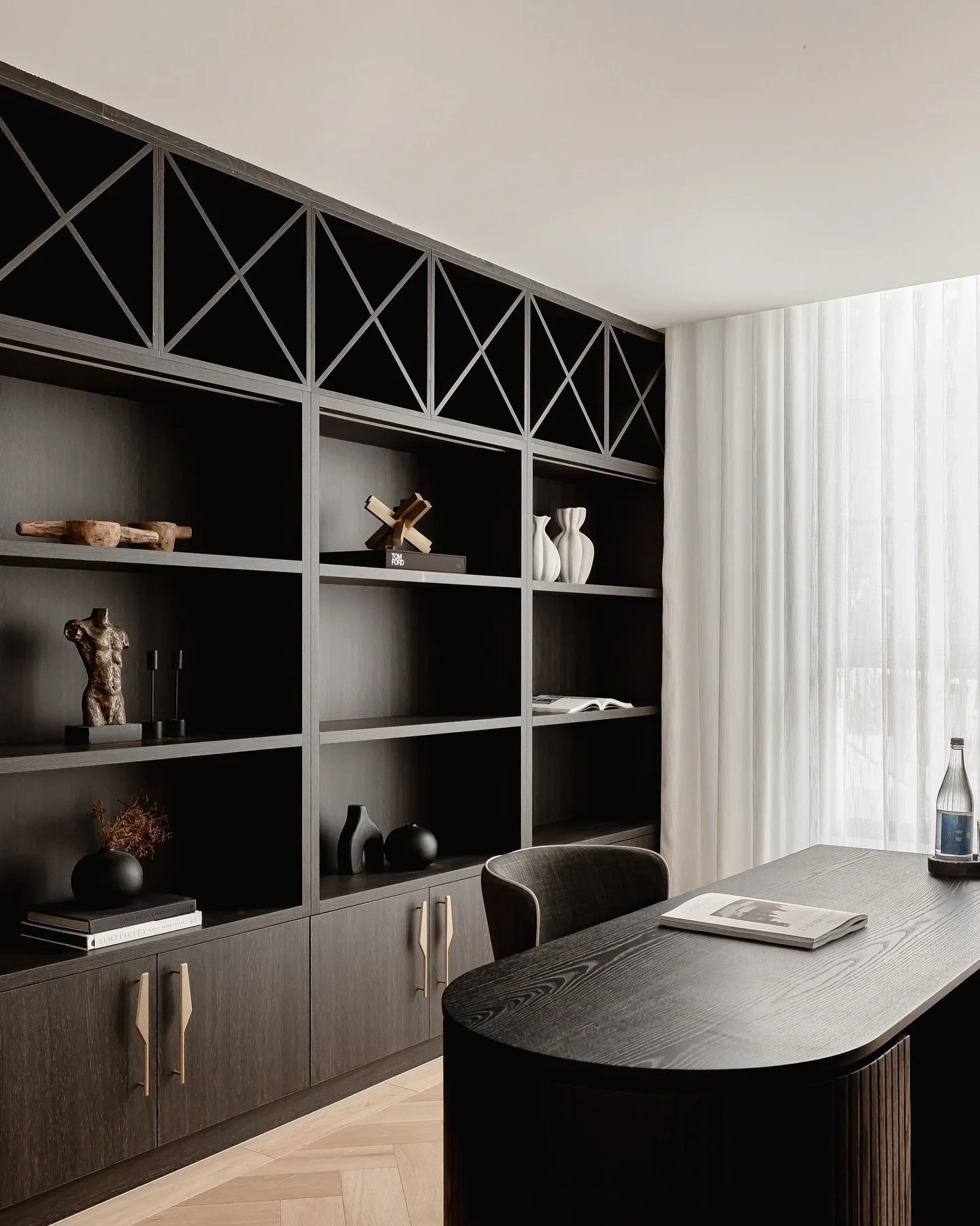 This dark and moody home office has become the ultimate work from home escape &mdash; deep tones, stunning joinery and a wine rack that certainly elevates the space.

&bull;

&bull;

&bull;

#sydneyrealestate #styledtosell #realestate #interiorinspo 