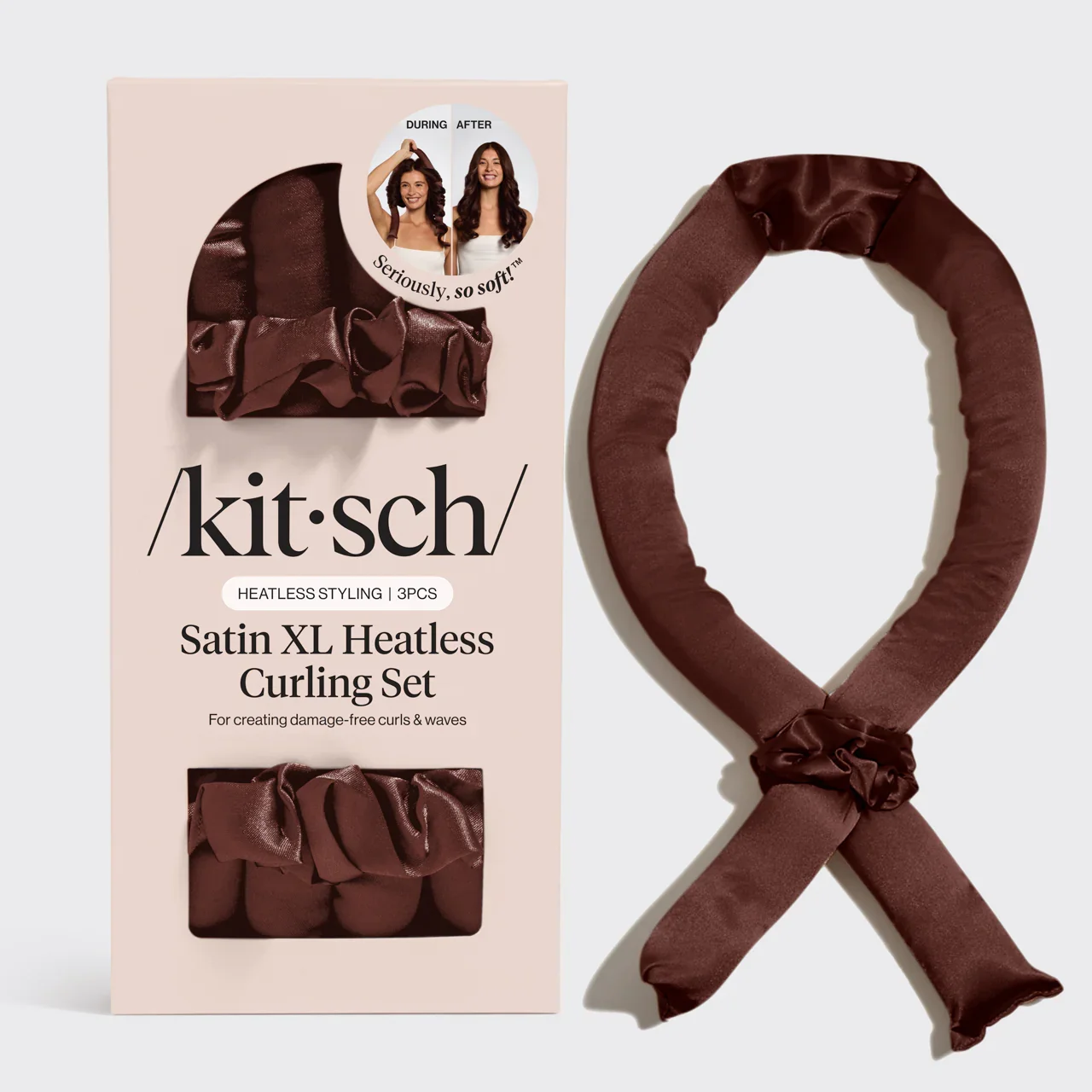 XL Satin Heatless Curling Set - Chocolate