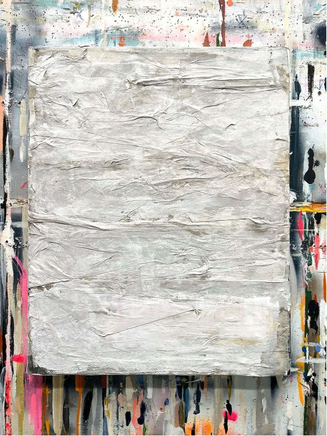 New, smaller works on canvas 20x16in releasing this week, including ^'untitled 25-31' with ongoing thx for your love on these surface plays. Tricky to photograph but hope they give a sense. All up on the site soon or just DM. 
//
📣My next open studi