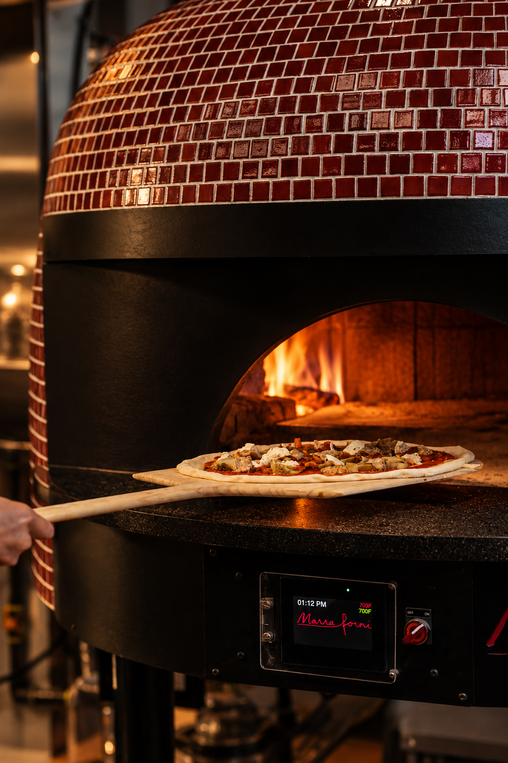 Artisanal Pizza Entering a Glowing Wood-Fired Oven.png