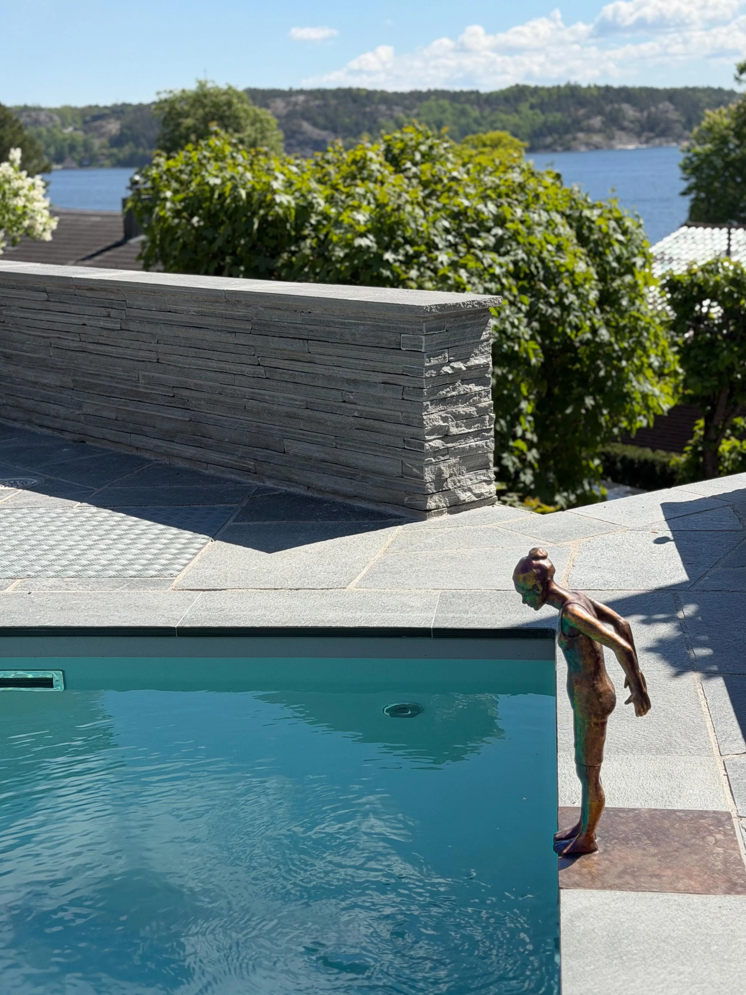 Skulptur p&aring; vift! Tack Cecilia och Gunnar f&ouml;r bilden! 
#bronzesculpture #bronsskulptur #tr&auml;dg&aring;rdskonst #pooldr&ouml;mmar #evalarssonskulptur