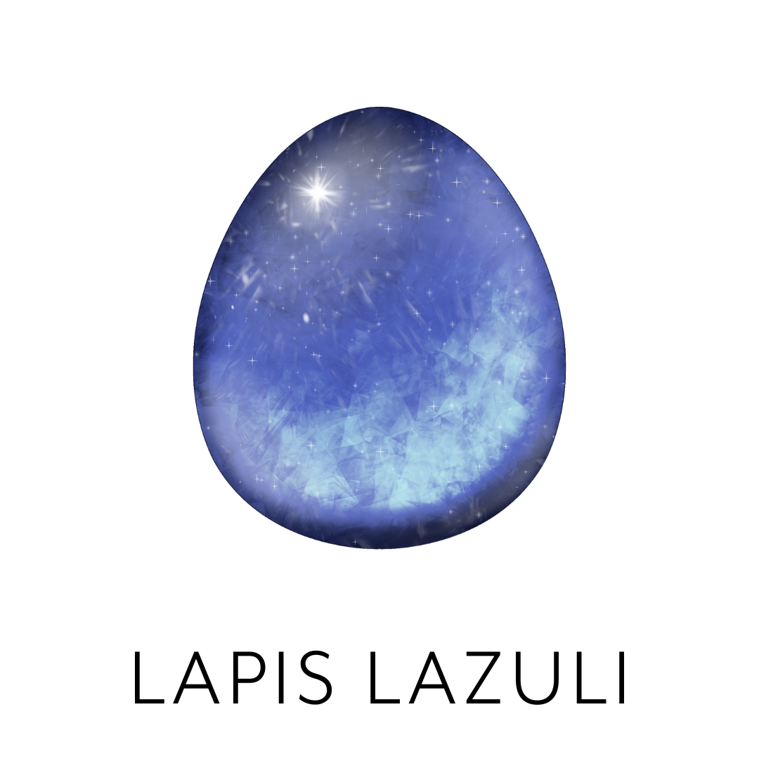 A glowing blue gemstone with a starry, icy interior and a reflective surface.