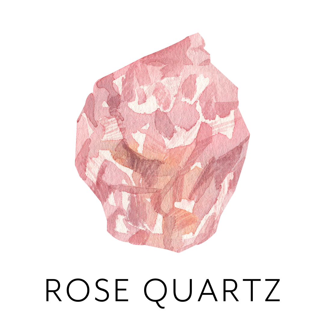 Watercolor illustration of a pink gemstone with multiple facets.