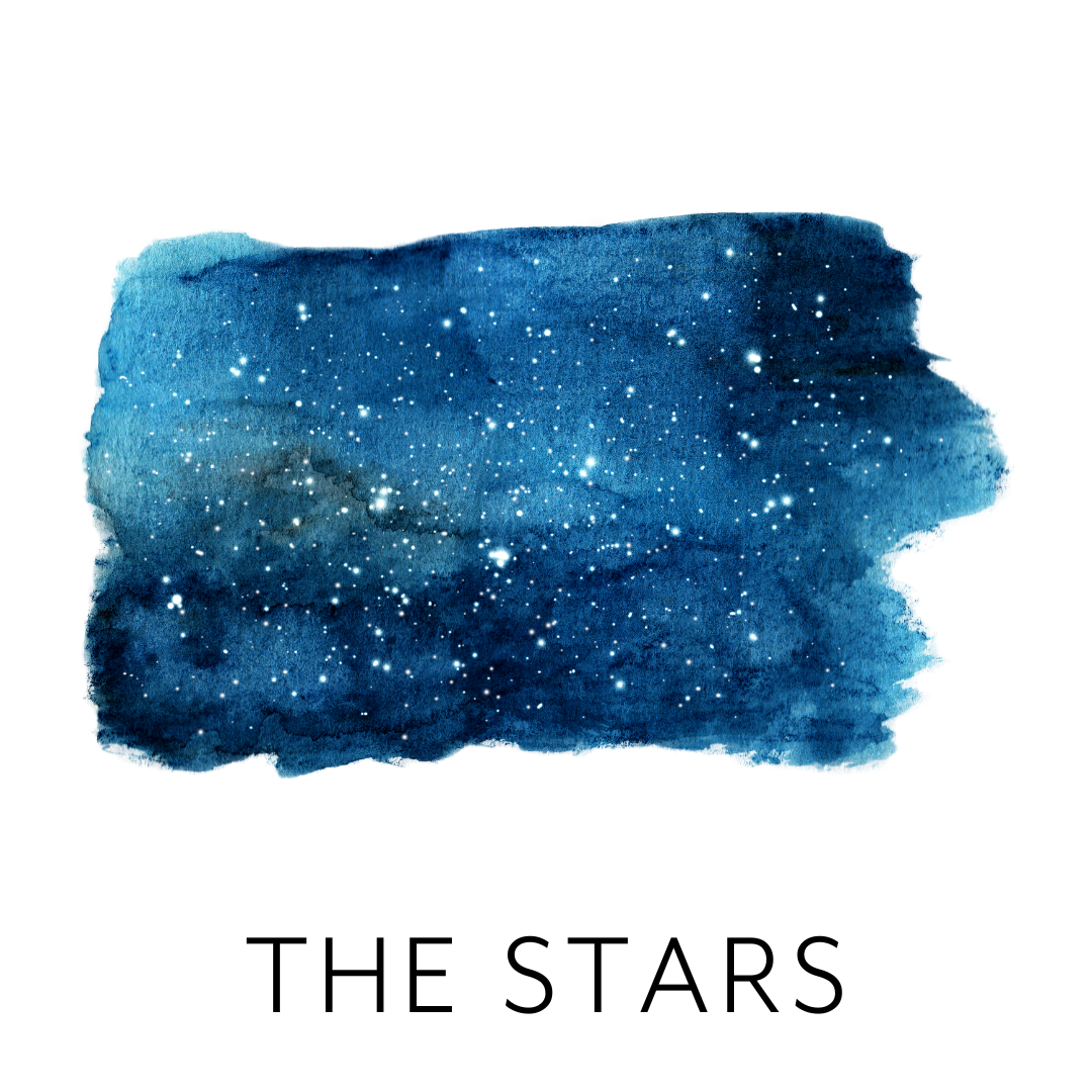 Blue watercolor painting with white splatters resembling a starry night sky.
