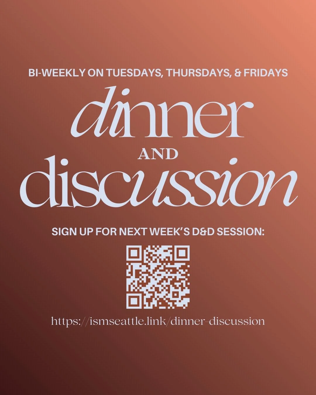Hello! This quarter, ISM is hosting bi-weekly dinners 🍽️ and thoughtful discussions about life and the Bible 📖, all held in the welcoming home of one of our mentors 🏡. Feel free to sign up here if you're interested in this week&rsquo;s! https://is