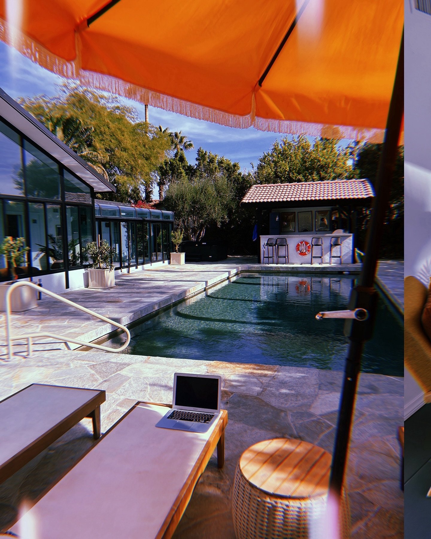 Wfh has never looked better 🌴🌞 side note: I designed and furnished this place and want to do more projects! Hit me up if this is your vibe. #palmspringslife