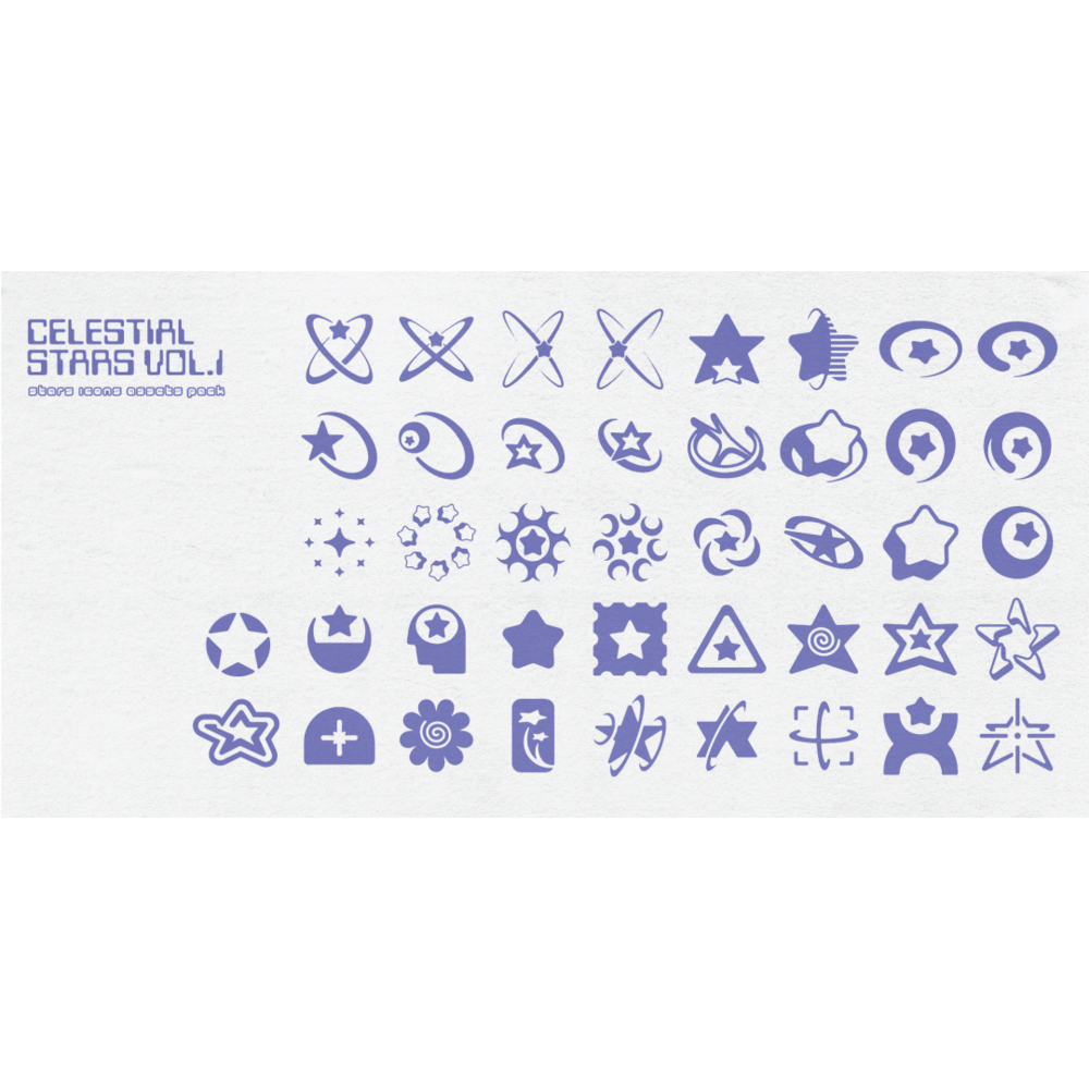 40+ CELESTIAL STARS AND ICONS ASSETS PACK VOL. 01 — The Visual