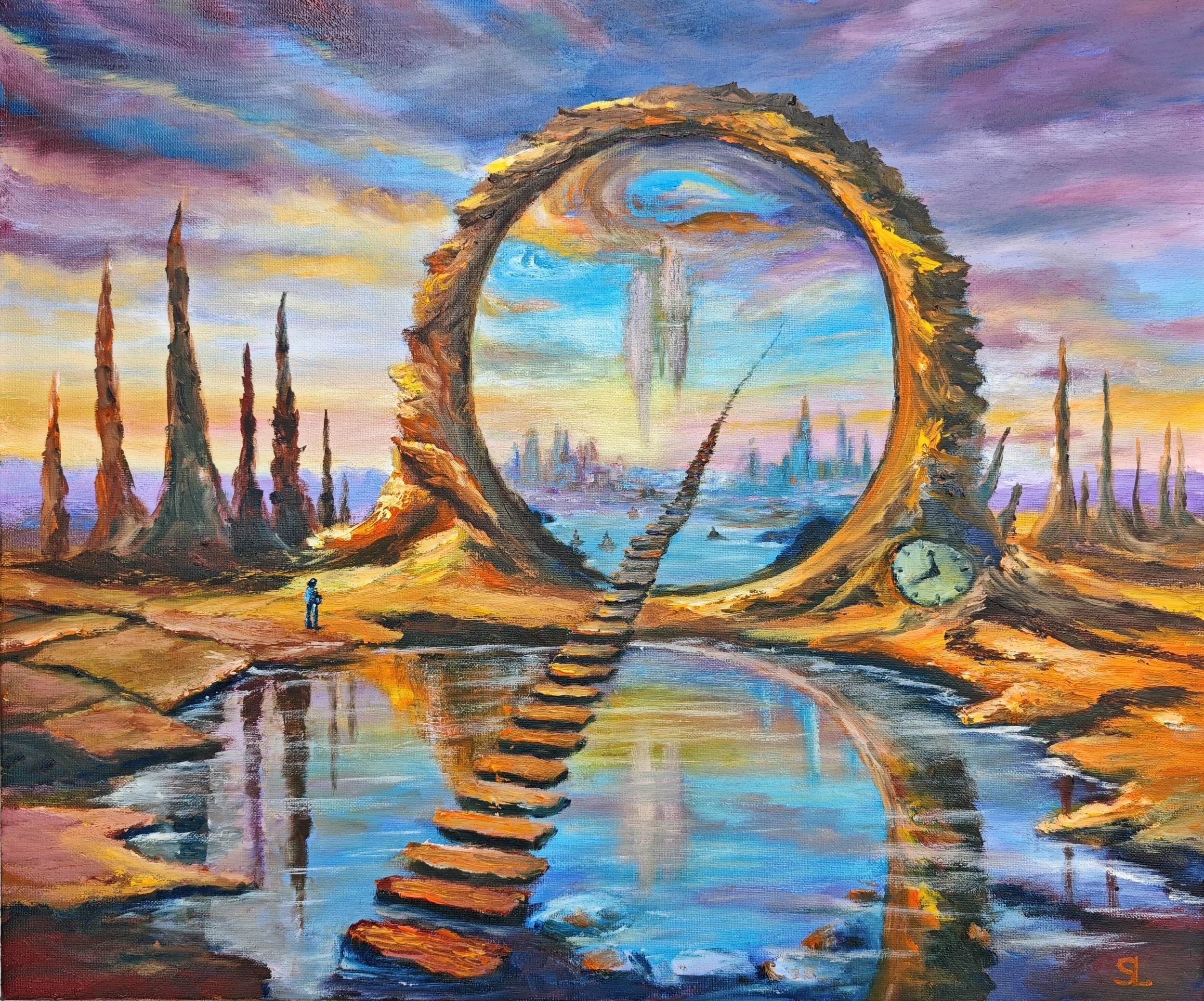 Lost Stargate – Surrealistic Portal Painting by Sergei Londar Dreamlike Wall Art