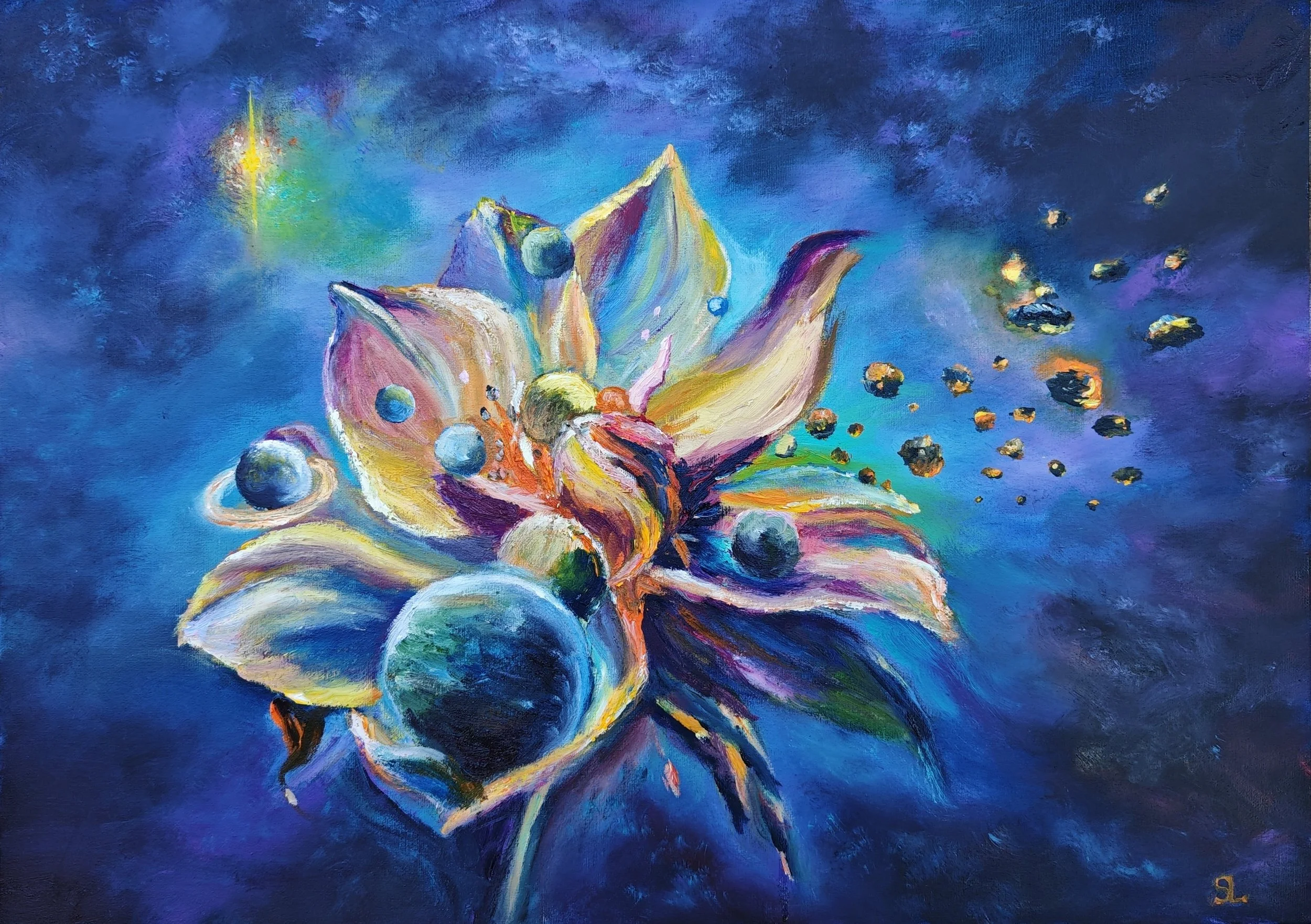 Space Flower – Original Oil Painting by Sergei Londar | Contemporary Australian Art