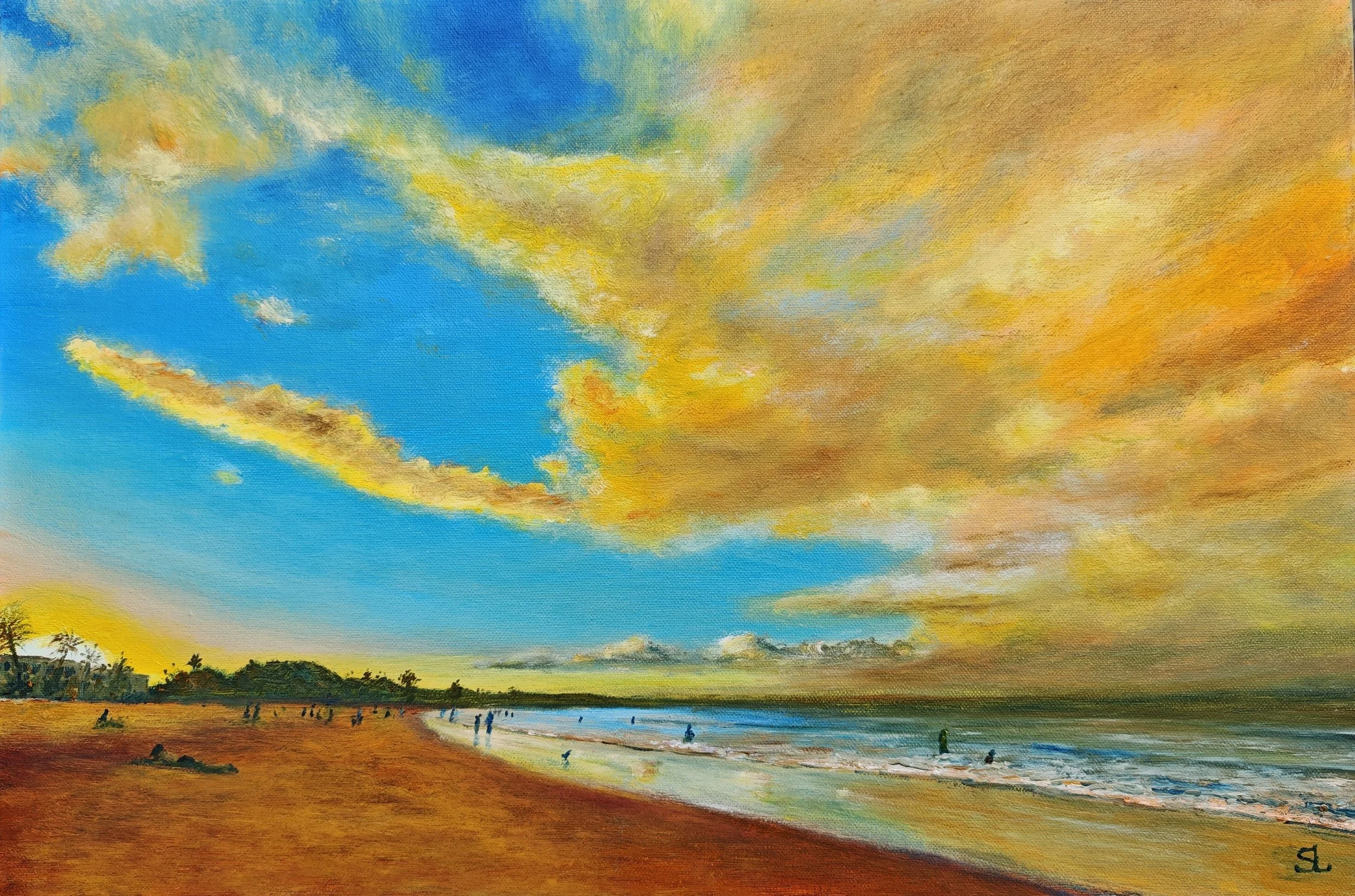 Noosa Sunset by Sergei Londar – Original Coastal Oil Painting | AAA Art Online