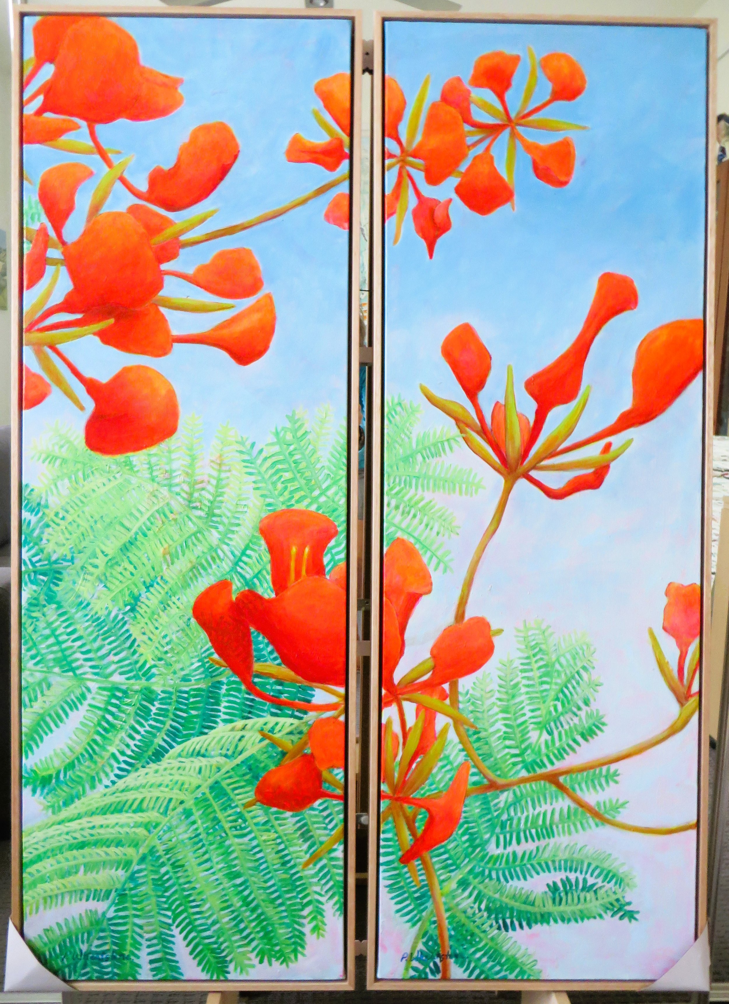 SOLD Poinsiana 1&2, acrylic painting by Patricia Wheatstone