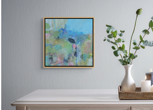 Black Poppy mini acrylic painting by Felicity Rutherford – expressive floral abstraction