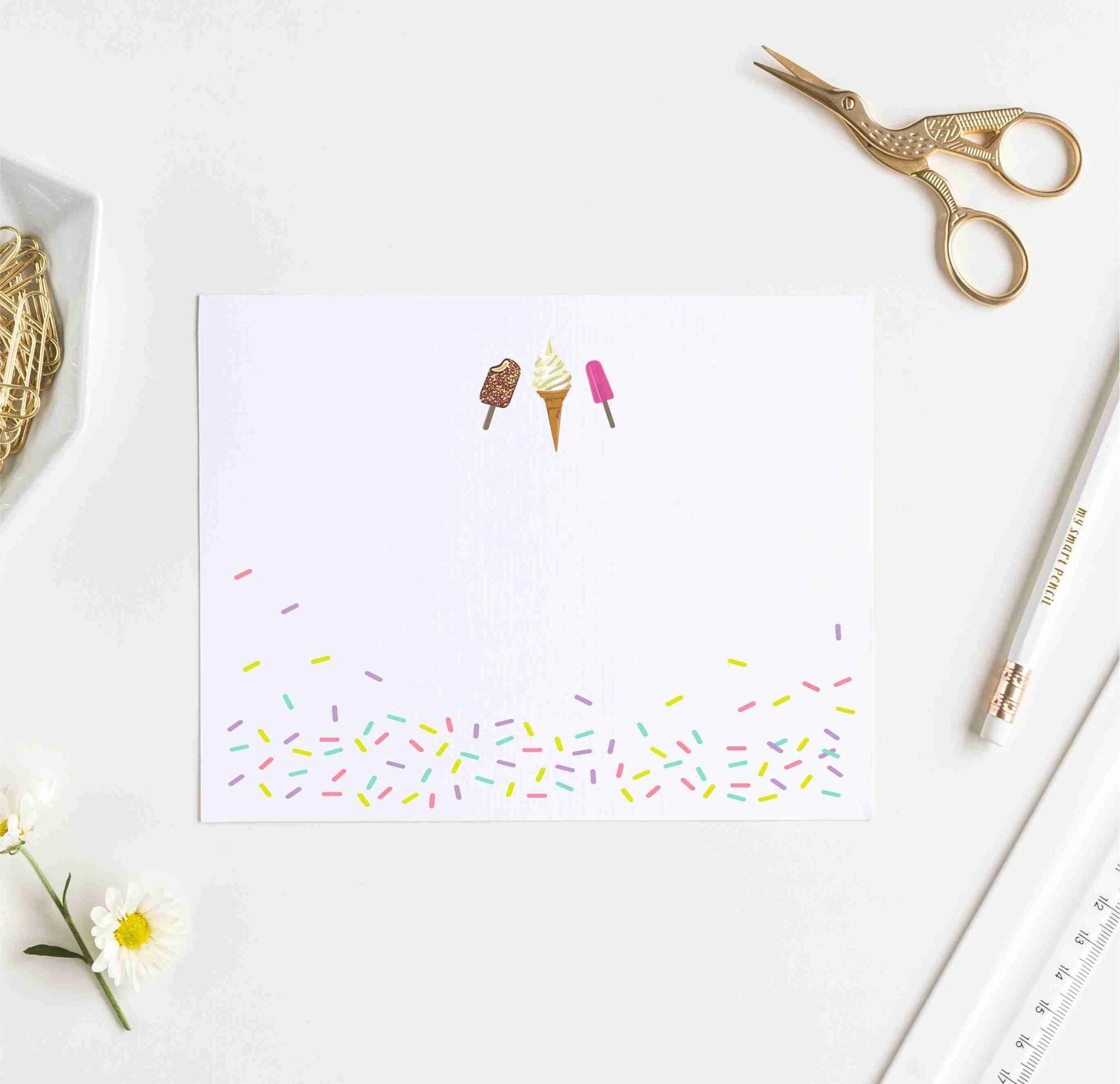 Ice Cream Sprinkles note cards, Personalized note cards, Personalized  Stationery, Gift for her, Gifts for Friends, Girls notes, kids notes —  Dulce Press
