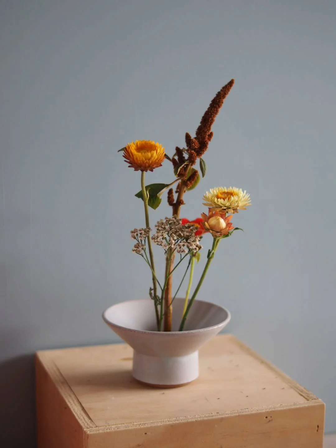 My garden is not thriving in this season of life but thankfully I have @petals_and_produce to provide the goods! These brightened up my day and I couldn&rsquo;t resist styling them in my ikebana bowl 💙