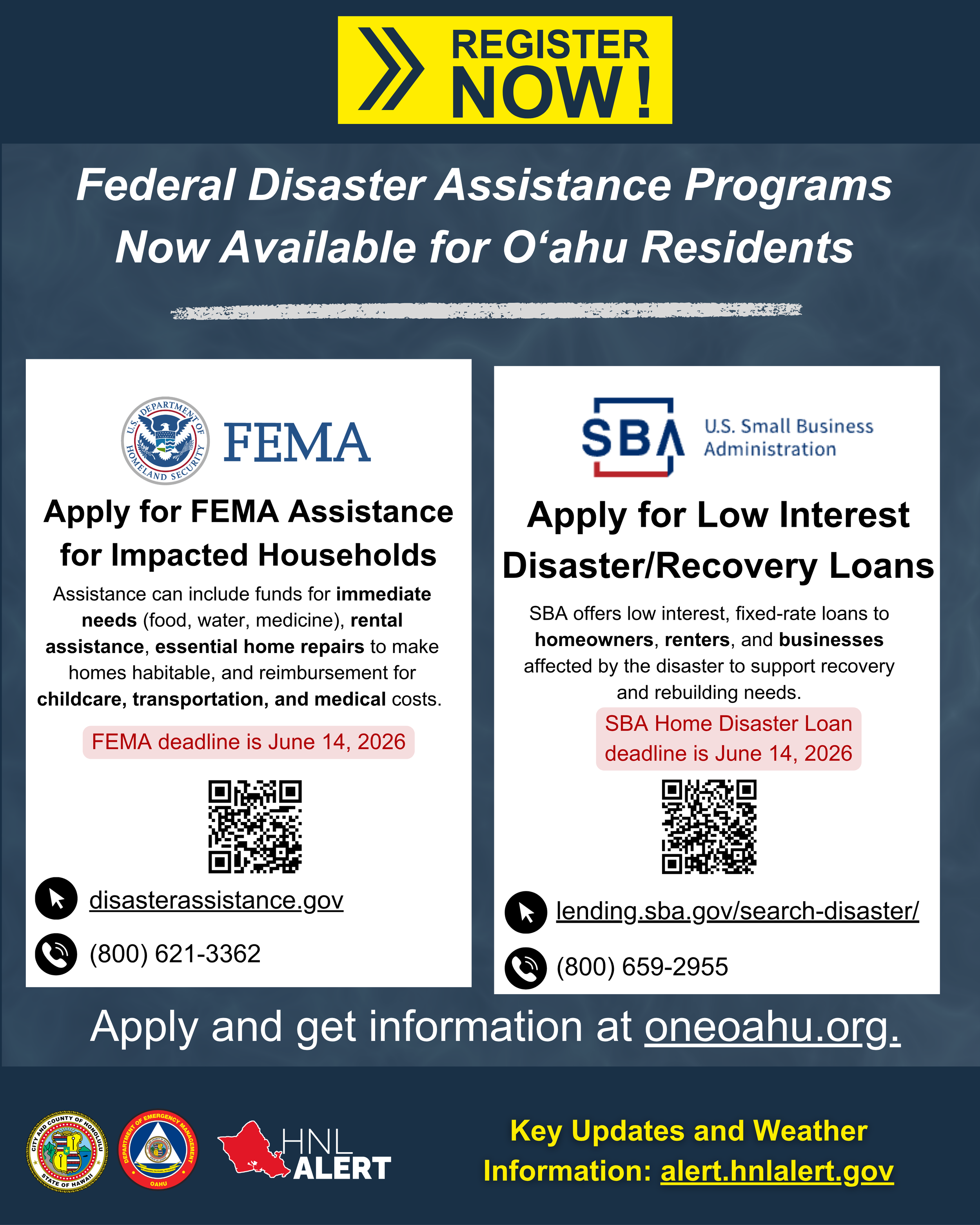 Social Media Post: Federal Disaster Programs Now Available for Oahu Residents (page 1 of 1)