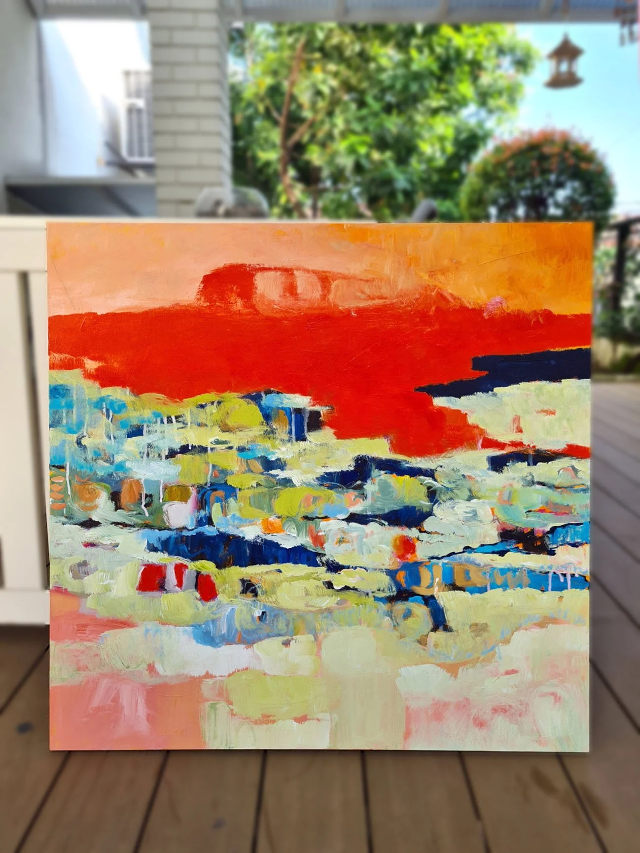 Rest. Acrylics on canvas. Painting by Emy Thiran. Abstract Artist, Kuala Lumpur, Malaysia.